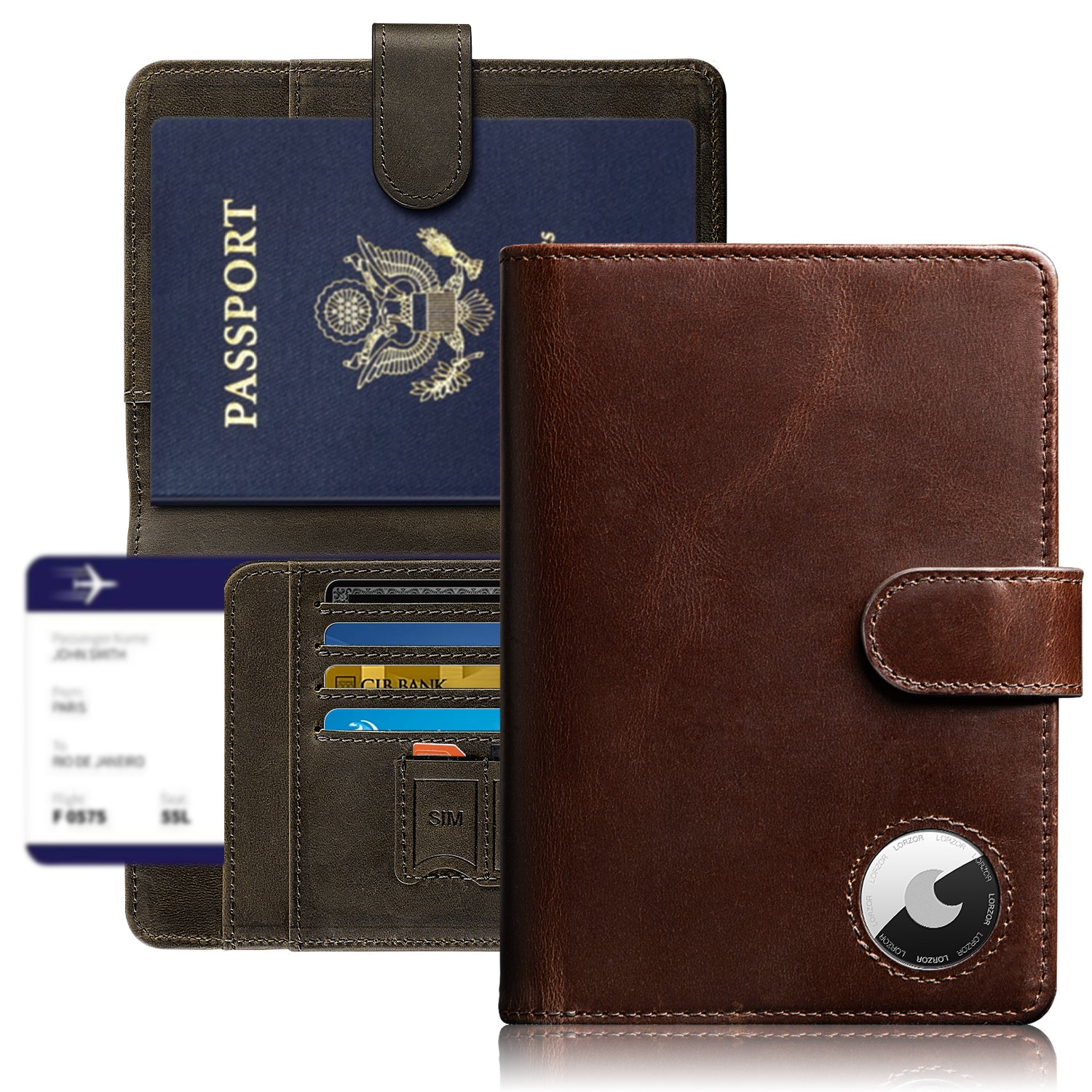 LORZOR LEATHER PASSPORT HOLDER - TRAVEL WALLET