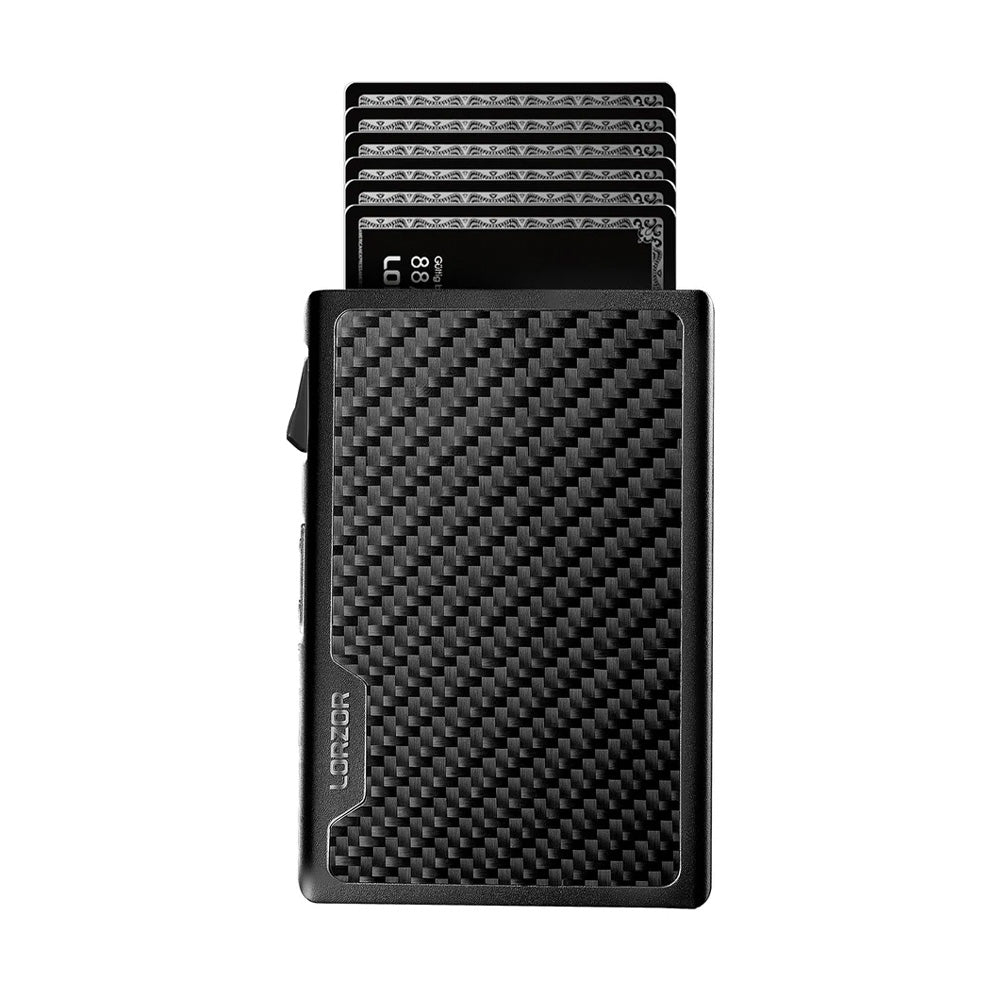 LORZOR Wallet Slim Pop up Wallet Carbon Fiber with Money Clip