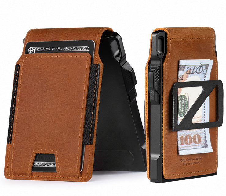 LORZOR MENS TACTICAL LEATHER WALLET FOLD