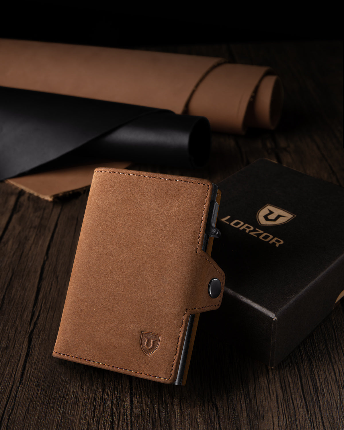 Slim Wallet mit Münzfach Druckknopf & RFID-Schutz I Leder Geldbeutel I Mini Geldbörse Herren I Geldbeutel Klein Portmonee Portmonaie Klein I Kreditkartenetui Kartenetui Kartenhalter I Braun Vintage