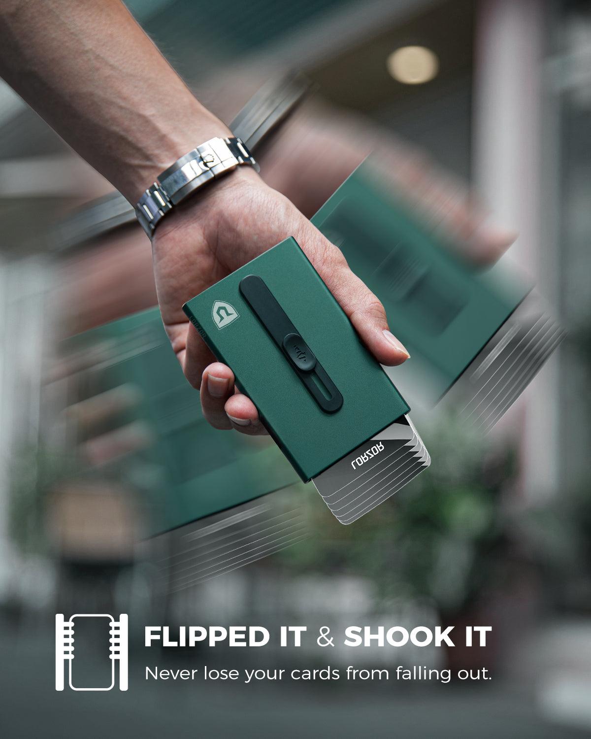 Minimalist Aluminum Pop up Cardholder with Money Clip-Green - LORZOR