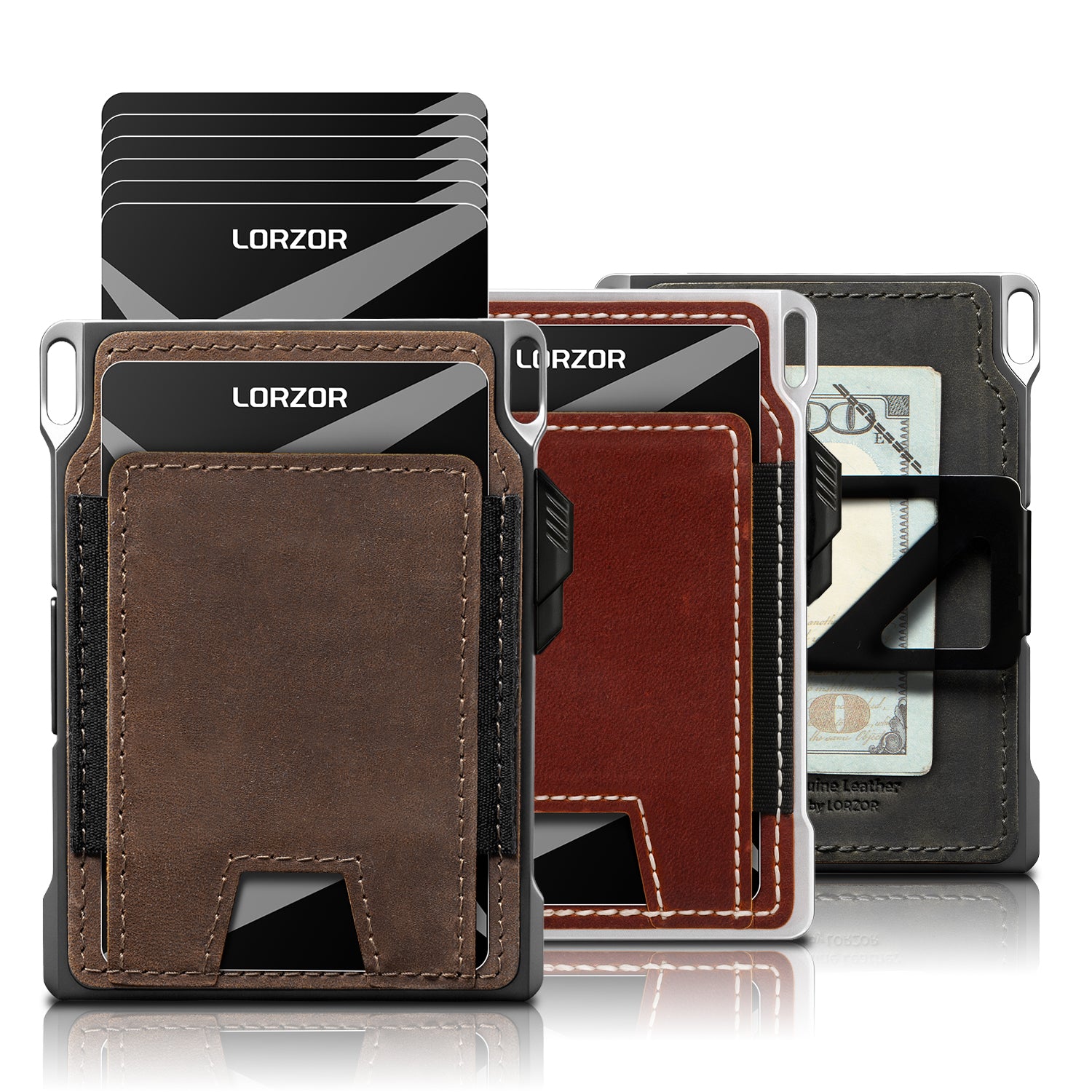 LORZOR Mens Tactical Wallet - Minimalist Full Grain Leather Wallet