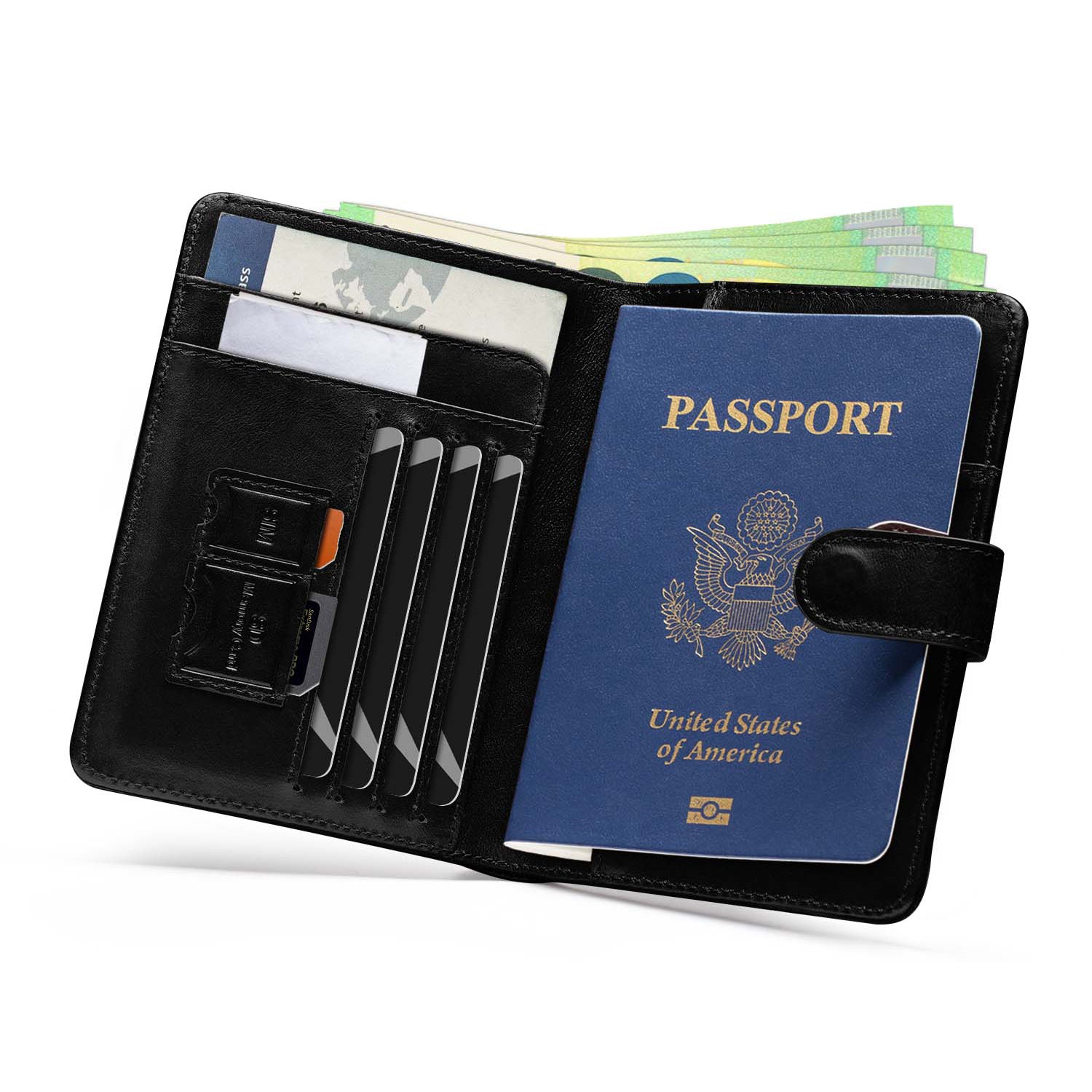 Classic Full-Grain Leather Passport Holder Travel Wallet