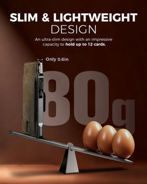 Lightweight comparison concept showing the slim build of the military green LORZOR tactical wallet.