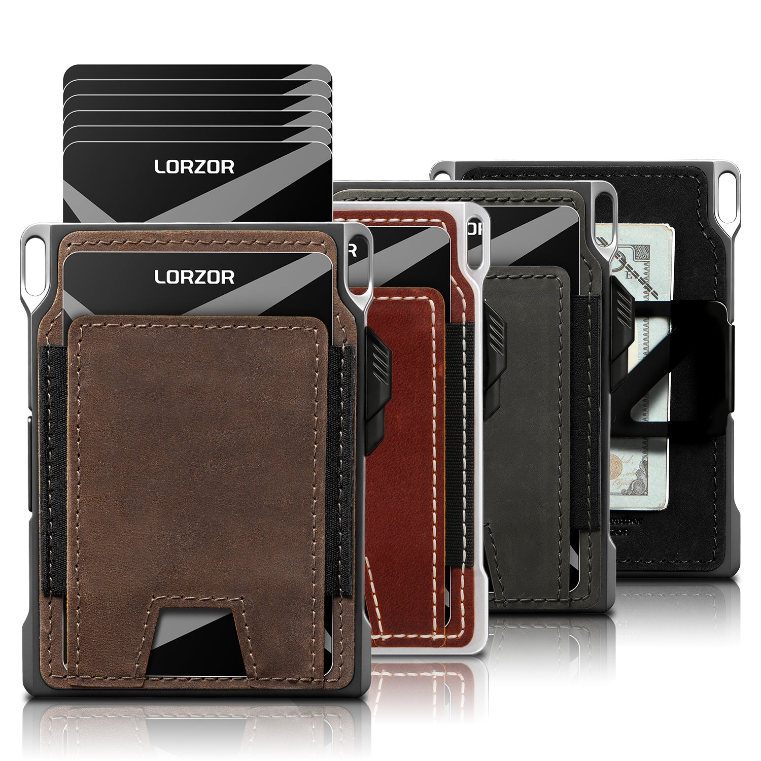 LORZOR Mens Tactical Wallet - Minimalist Full Grain Leather Wallet
