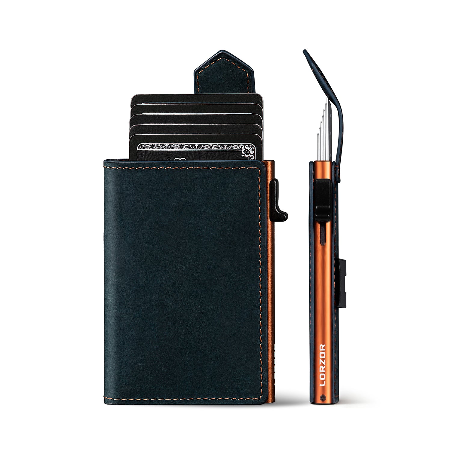 LORZOR Mens Leather Wallet-Minimalist Wallet GM4