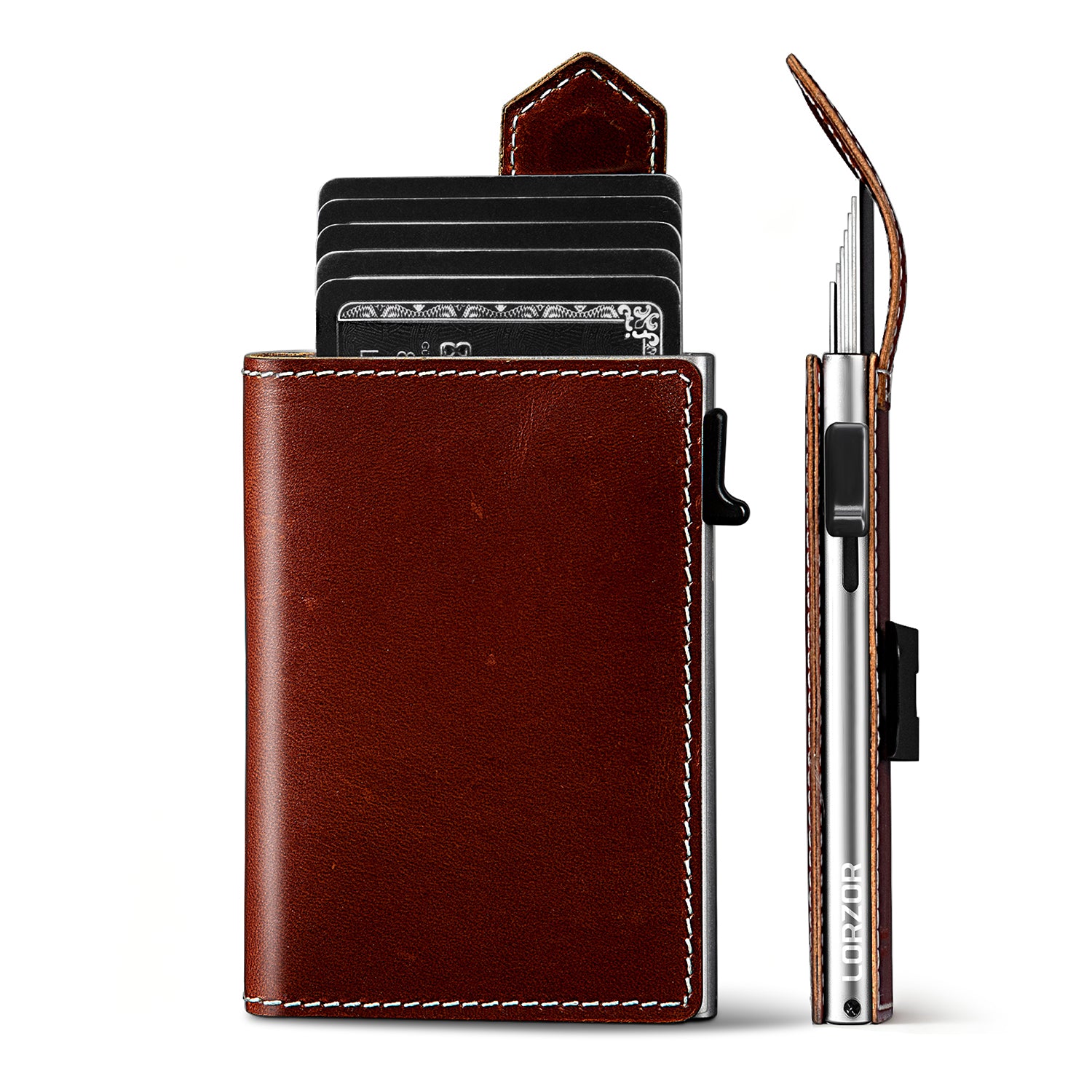 LORZOR MENS LEATHER WALLET - MINIMALIST WALLET
