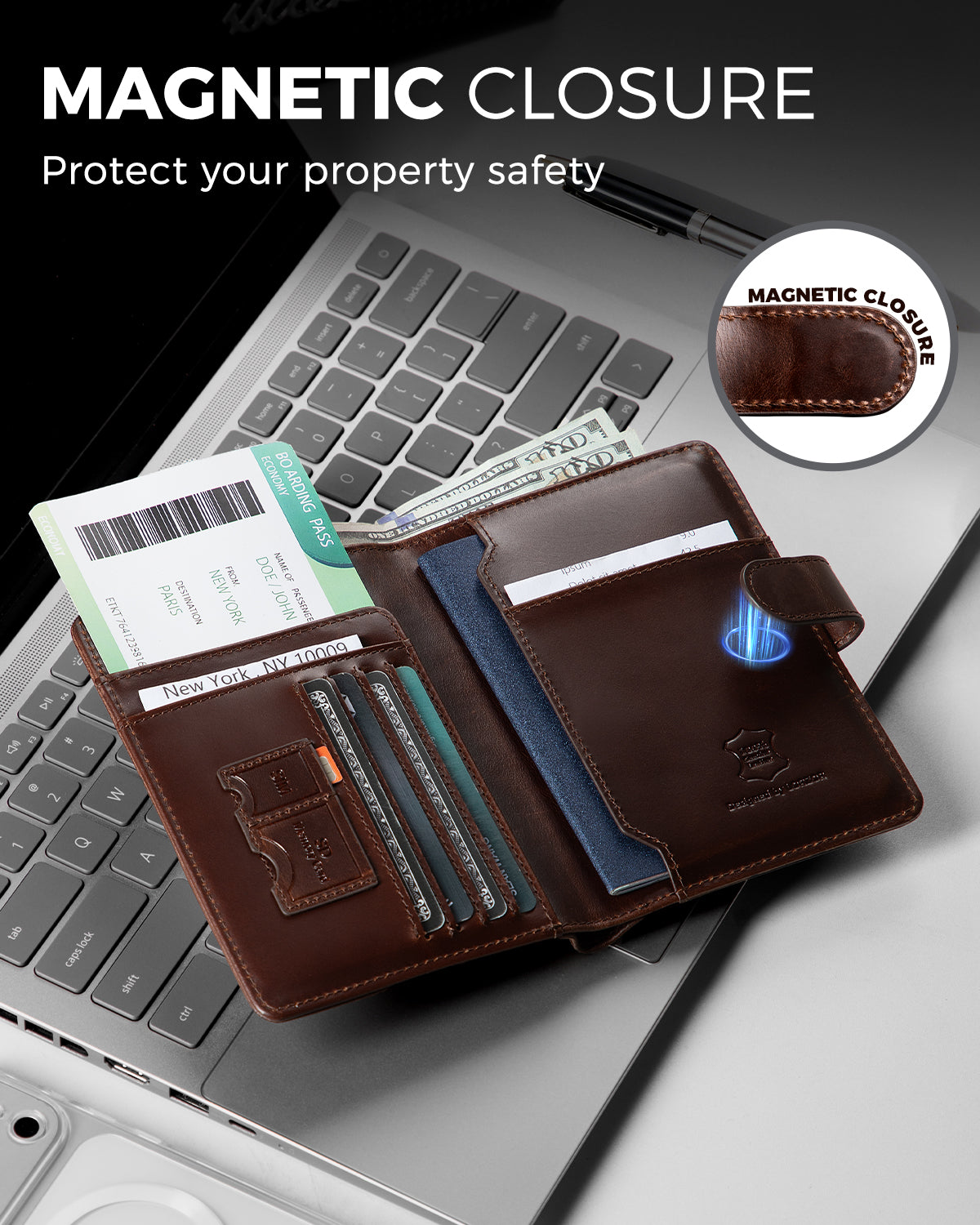 LORZOR Leather Passport Holder-Travel Wallet