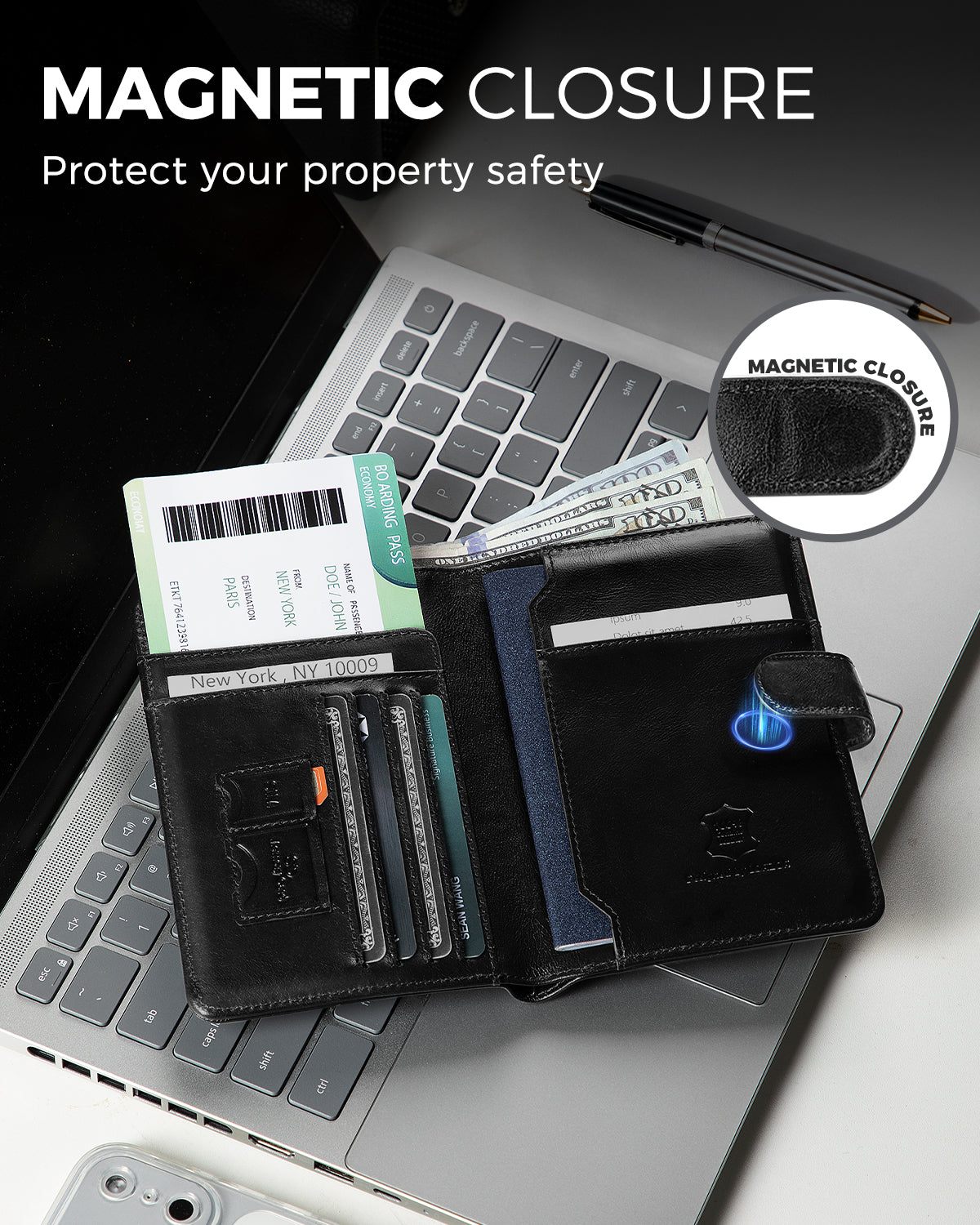 LORZOR LEATHER PASSPORT HOLDER - TRAVEL WALLET