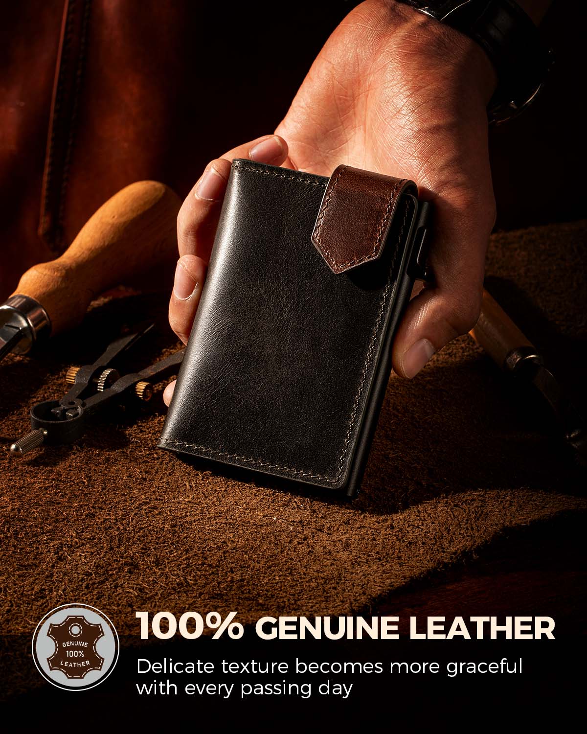 LORZOR Mens Leather Wallet-Minimalist Wallet GM4
