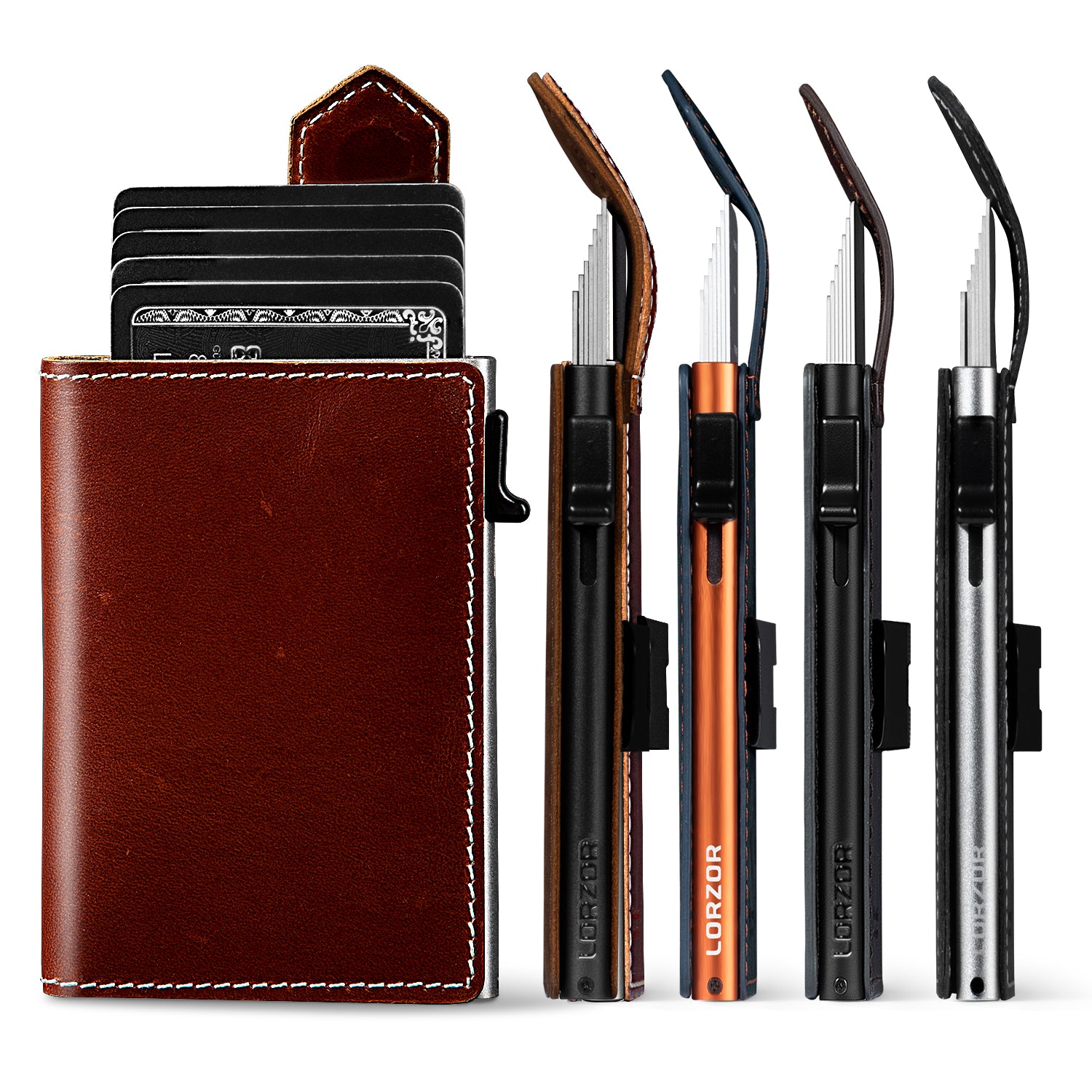 LORZOR Mens Leather Wallet-Minimalist Wallet GM4