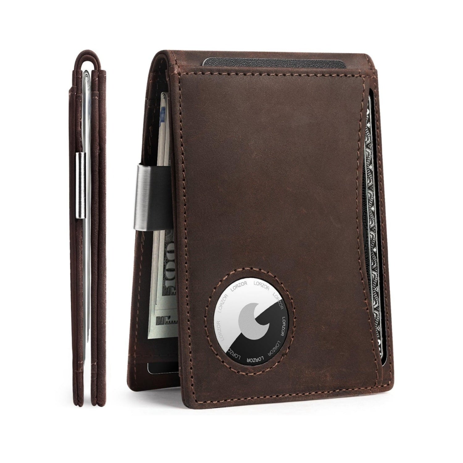 LORZOR-BifWA4 Airtag MoneyClip-Cuero Premium