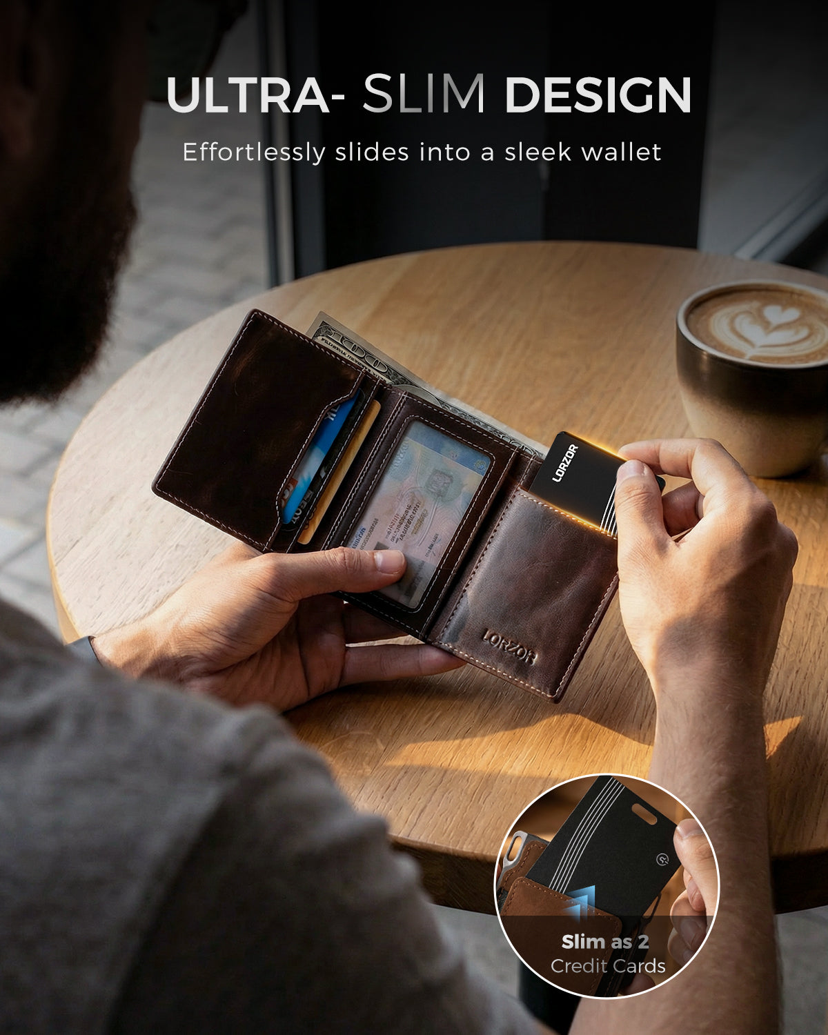 LORZOR Wallet Tracker Card – Works with Apple Find My