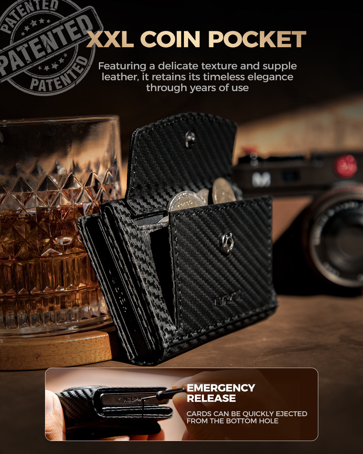 LORZOR TriPop Plus AirTag Wallet with Coin Pocket