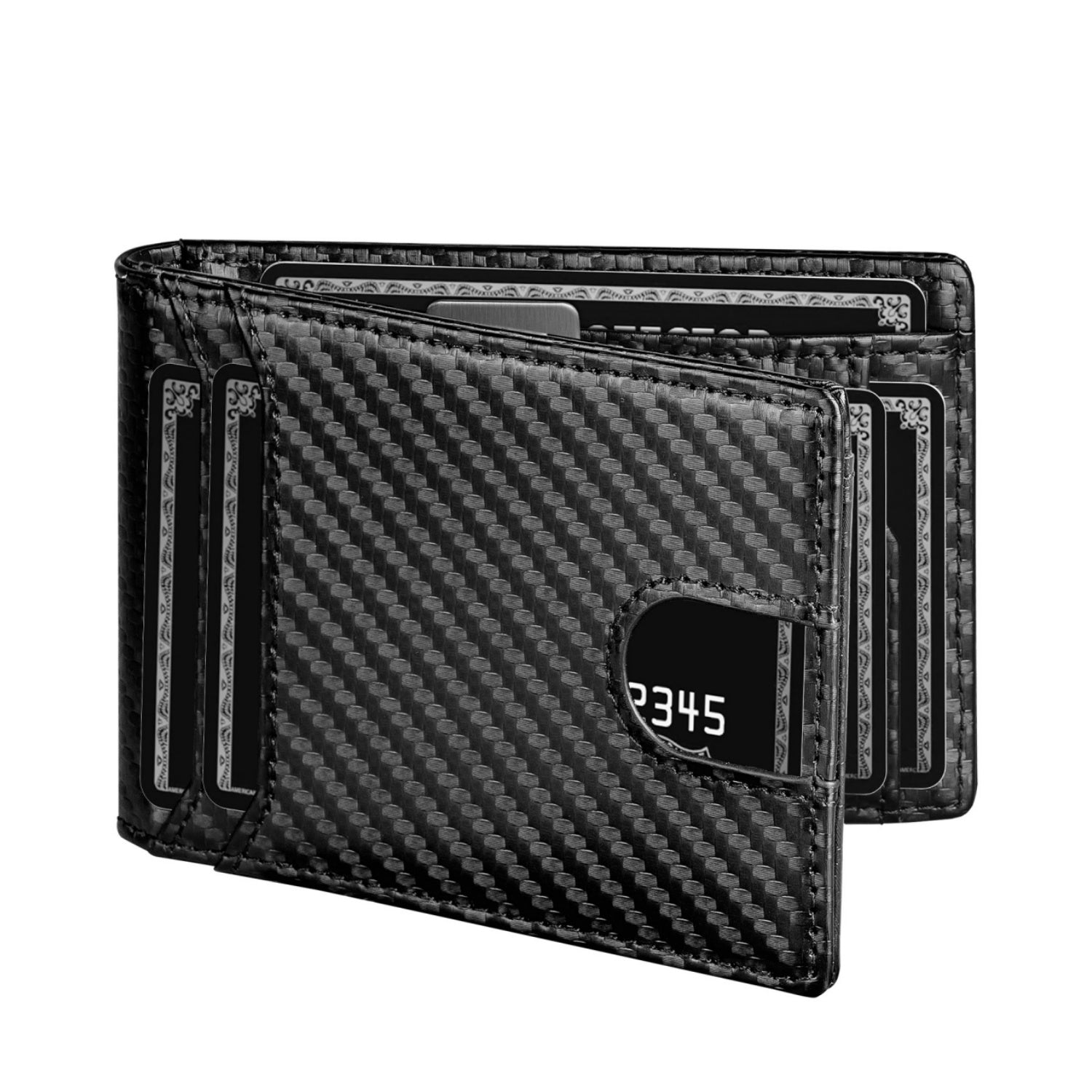 Portefeuilles de poche avant minimalistes pour hommes, portefeuille de blocage RFID Slim Bifold-Cuir pleine fleur avec cadeau de pince à billets