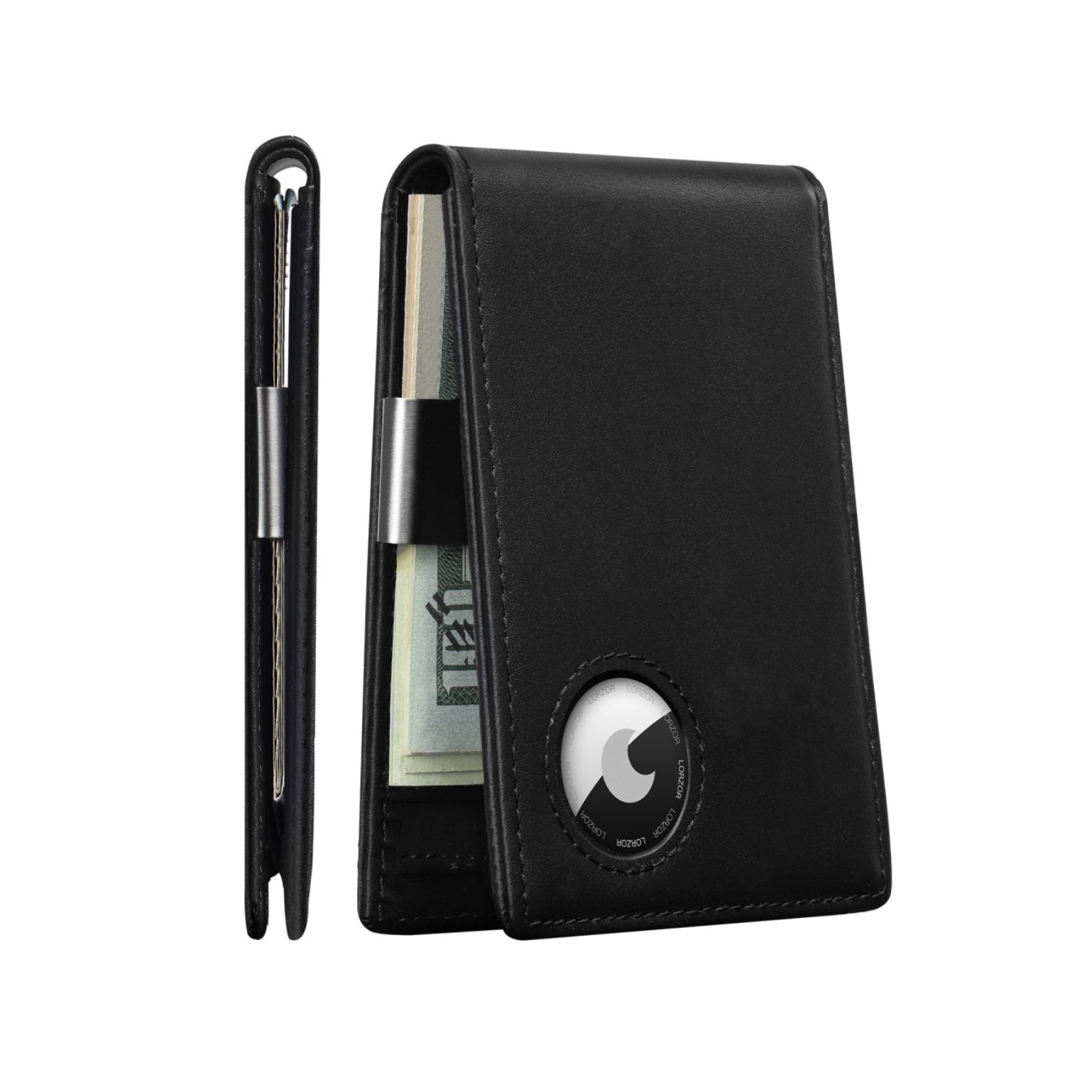 LORZOR schlanke minimalist ische Front tasche Herren Geldbörse mit Geld-Clip für Apple Air Tag