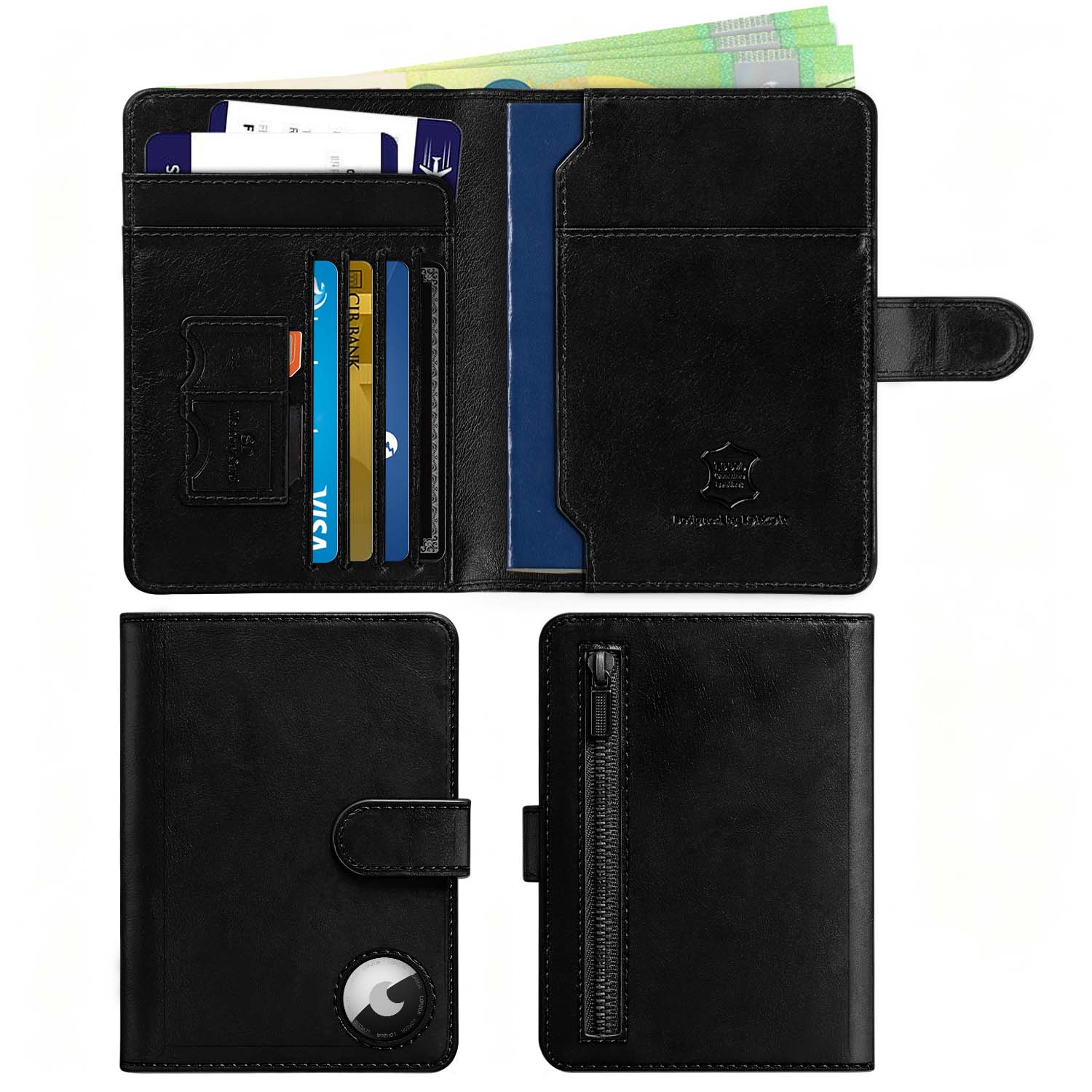 LORZOR LEATHER PASSPORT HOLDER - TRAVEL WALLET