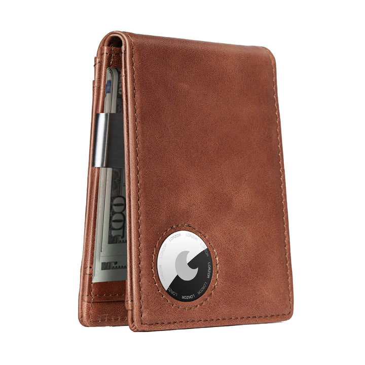 LORZOR AirTag Slim Wallet - RFID Secure, Money Clip Design