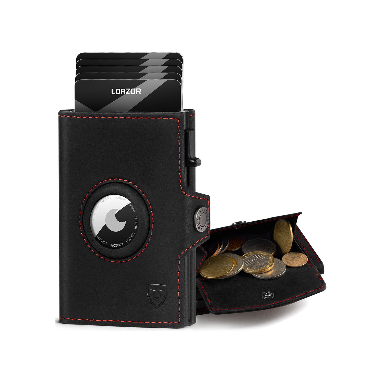LORZOR AirTag Wallet Leather Wallet with Coin Pocket BN