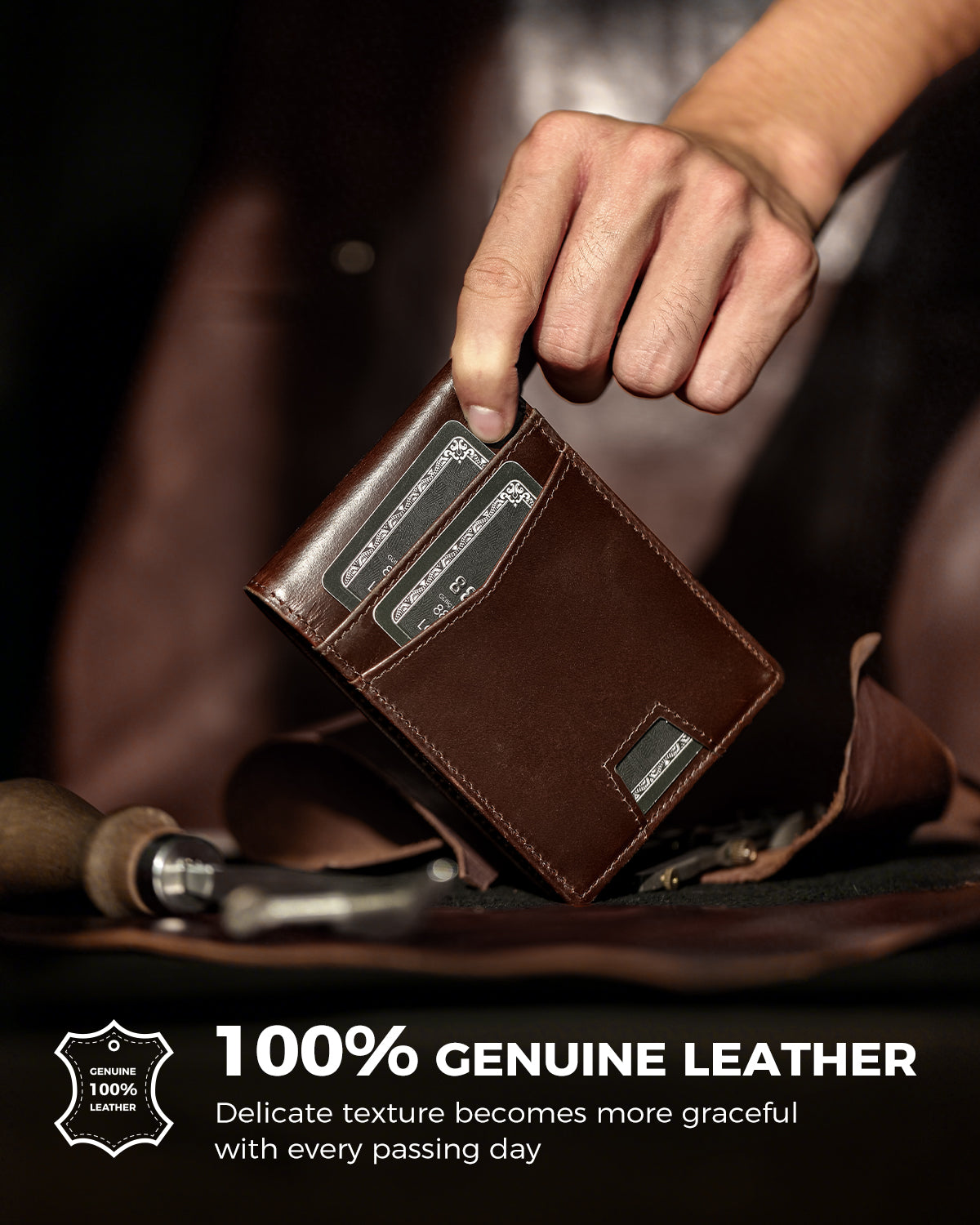 LORZOR Bifold Leather Wallet For Men