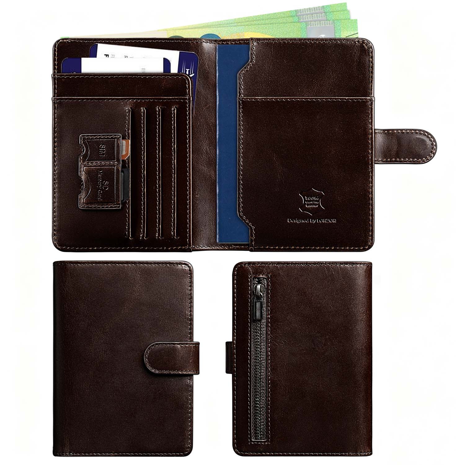 Full Grain Leather Passport Holder Travel Wallet