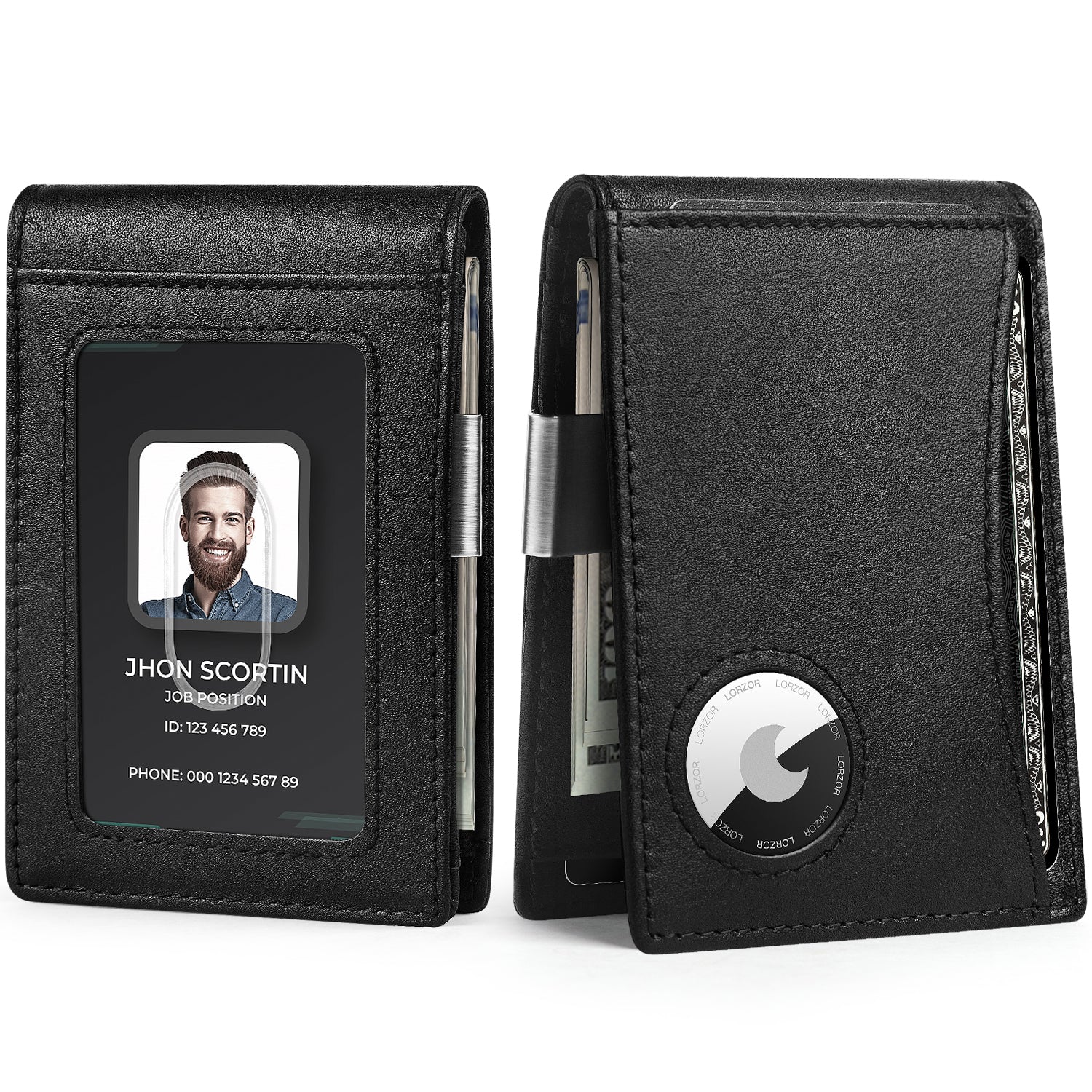 LORZOR-BifWA4 Airtag MoneyClip - Premium-Leder