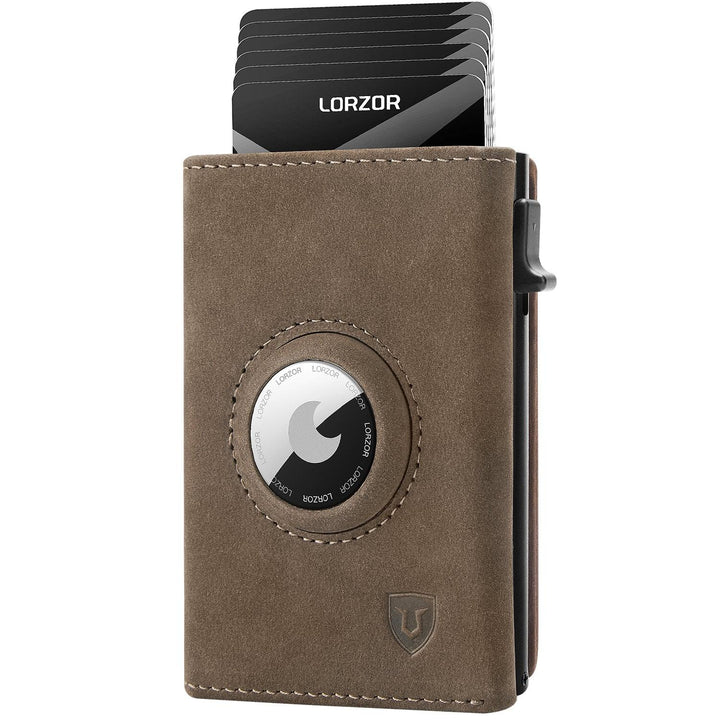 LORZOR-Carbon Fiber Leather Aluminum Slide AirTag Wallet - LORZOR