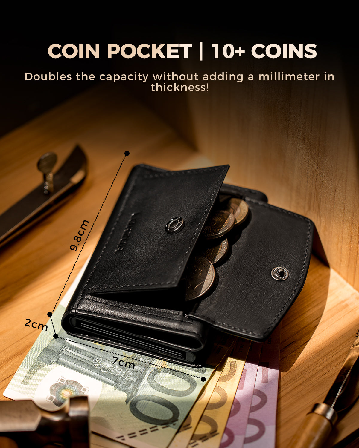 LORZOR TriPop Plus Wallet with Coin Pocket