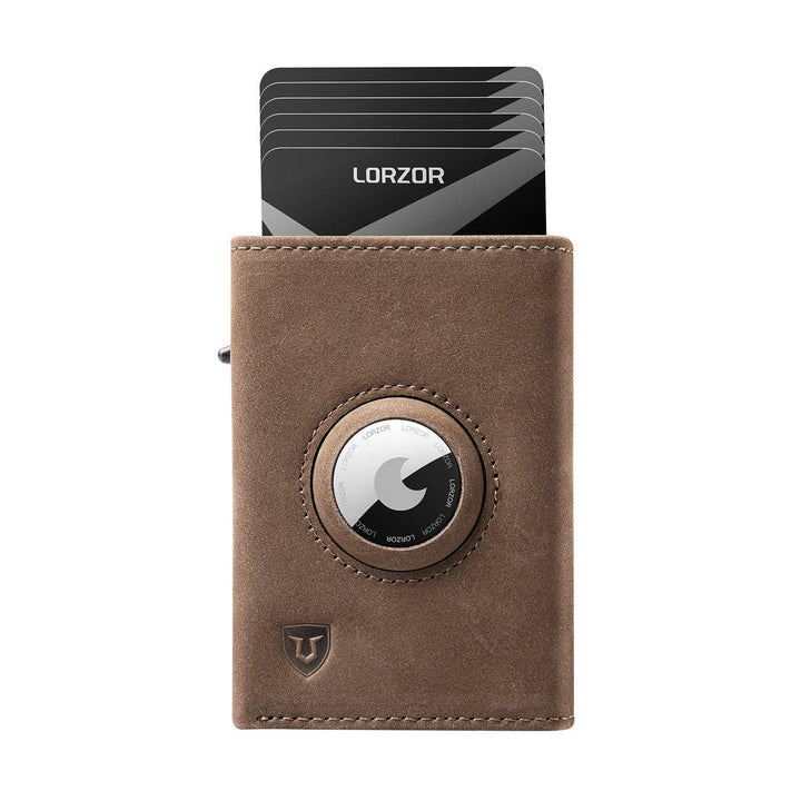 LORZOR-Carbon Fiber Leather Aluminum Slide AirTag Wallet - LORZOR