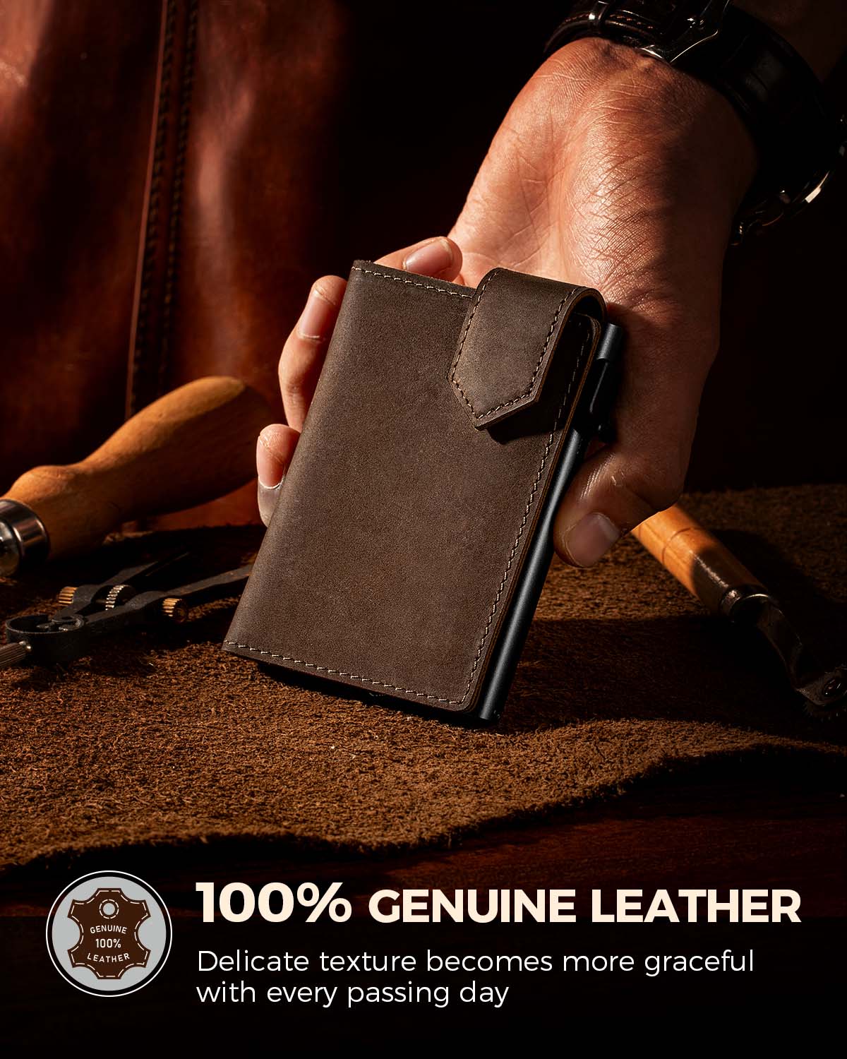 LORZOR Mens Leather Wallet-Minimalist Wallet GM4