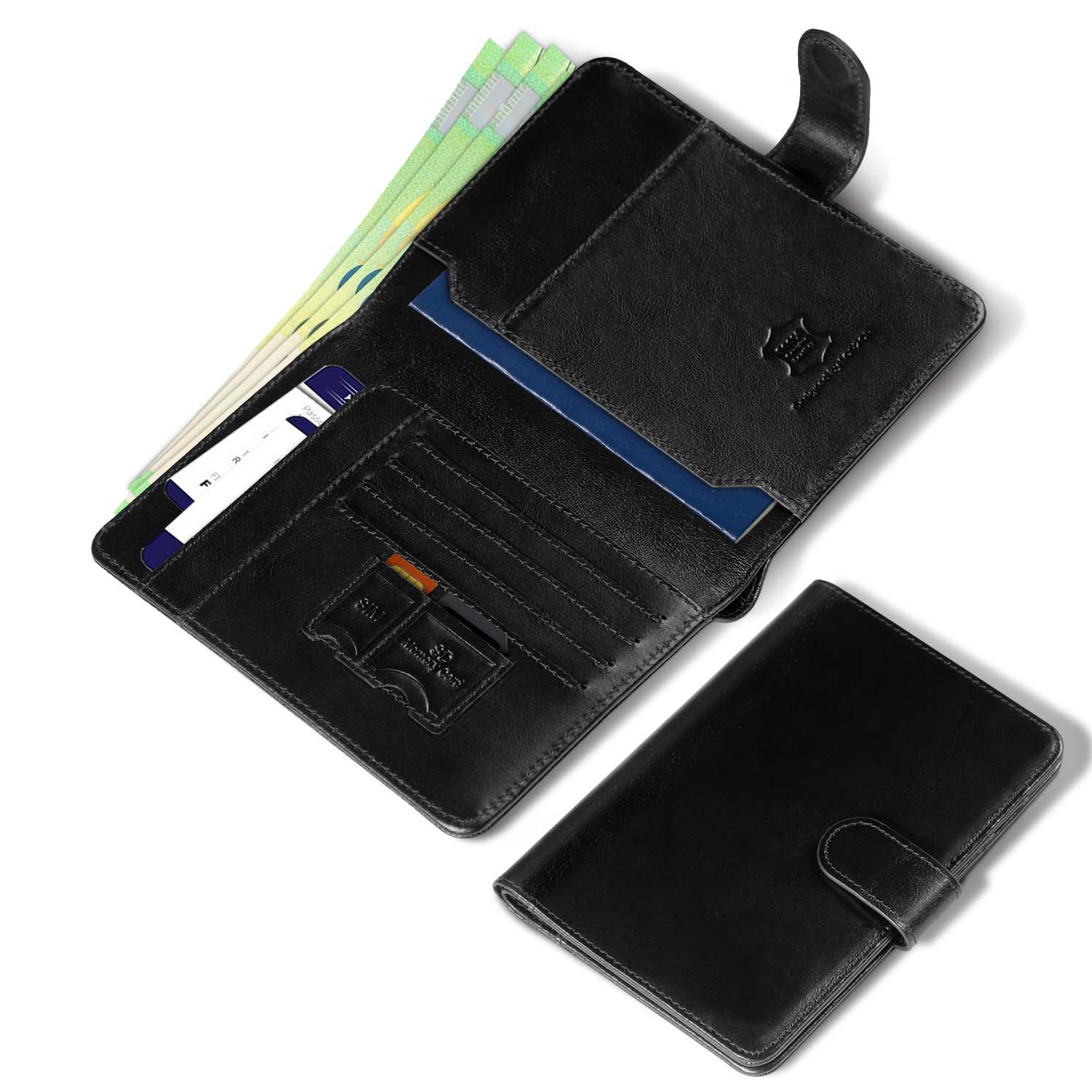 Full Grain Leather Passport Holder Travel Wallet