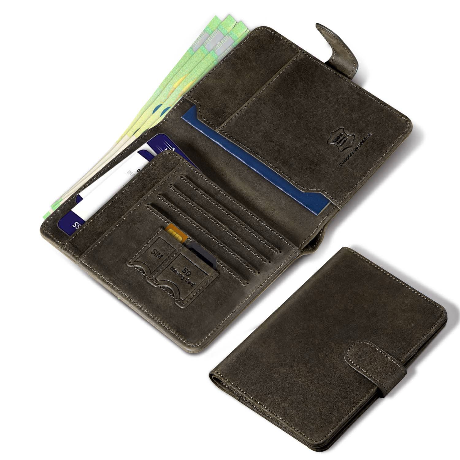 Full Grain Leather Passport Holder Travel Wallet