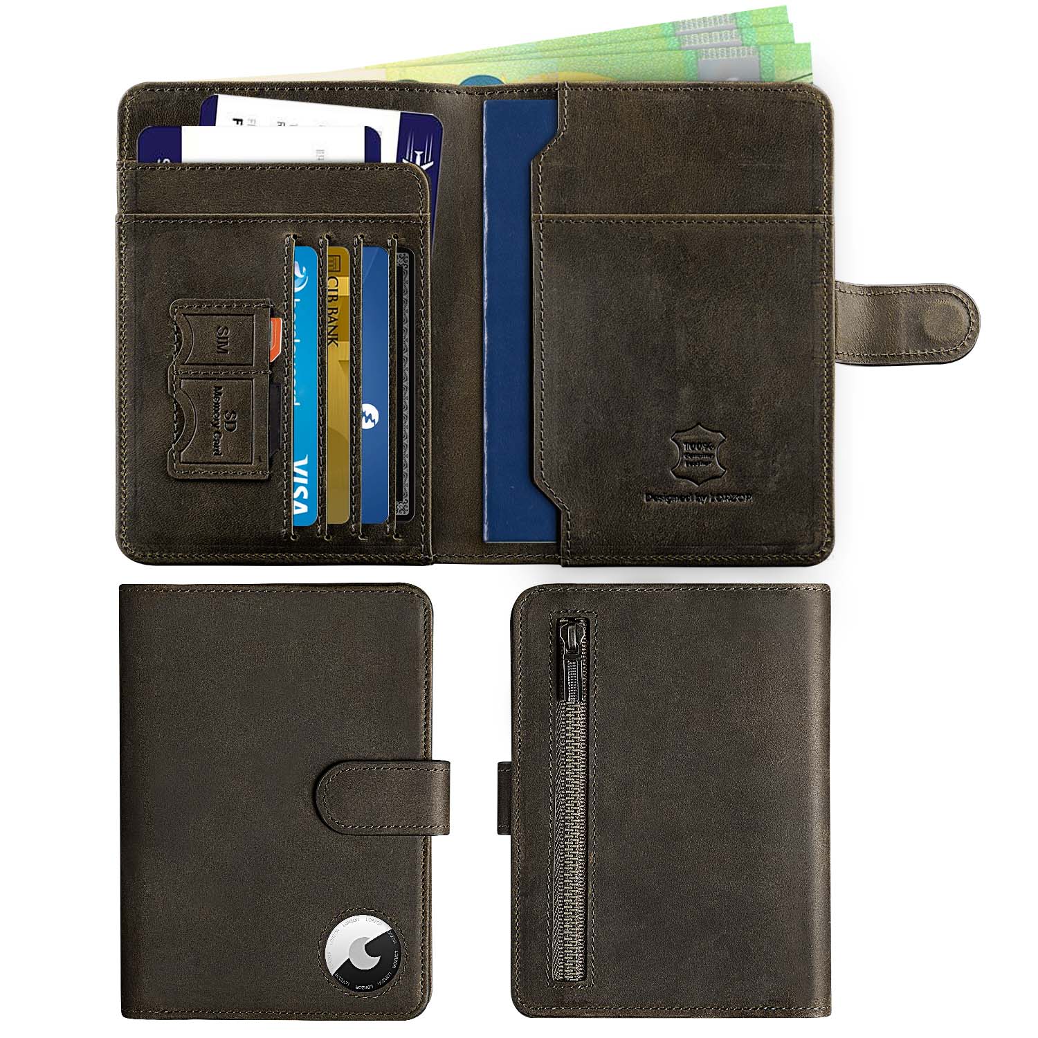 LORZOR Leather Passport Holder-Travel Wallet