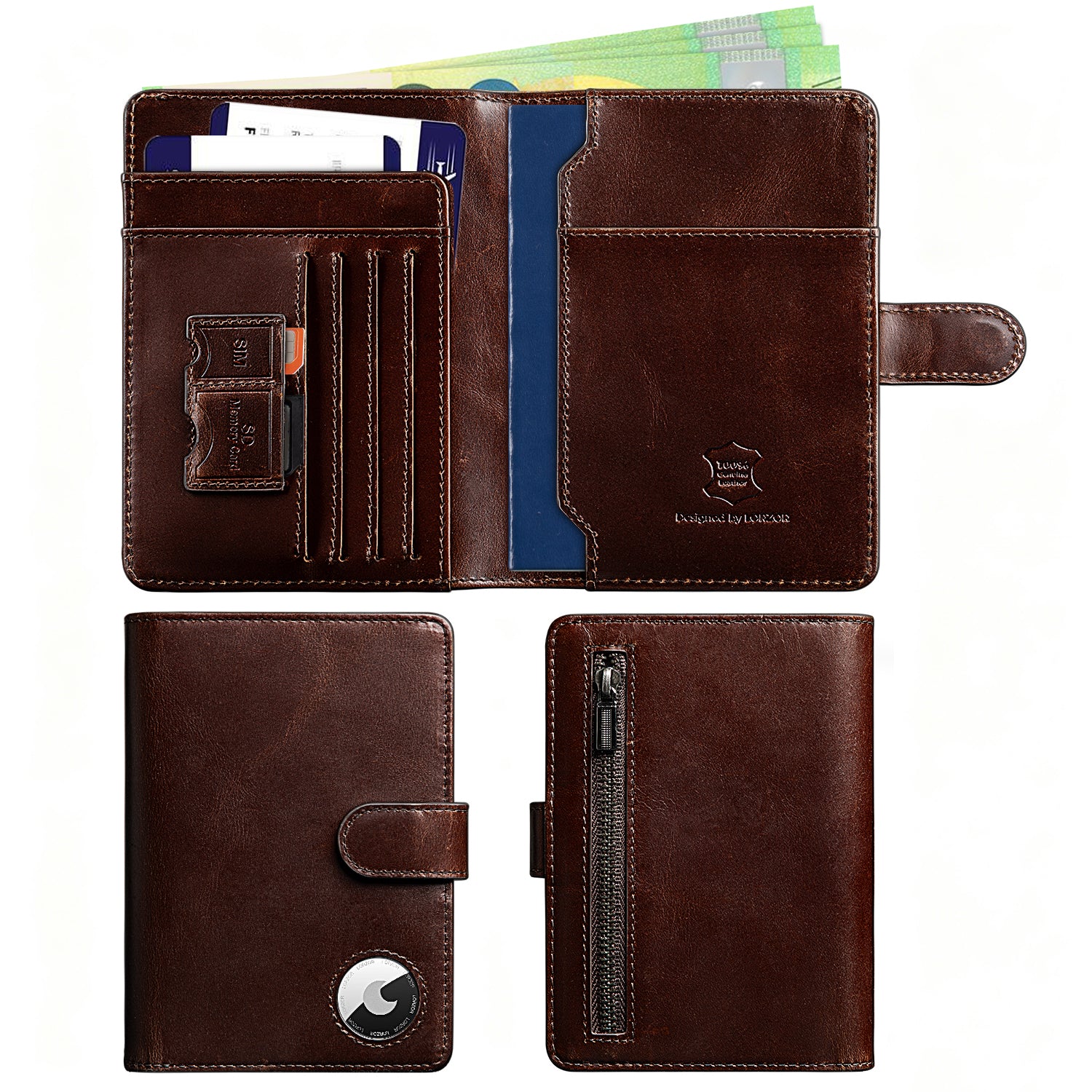 LORZOR Leather Passport Holder-Travel Wallet