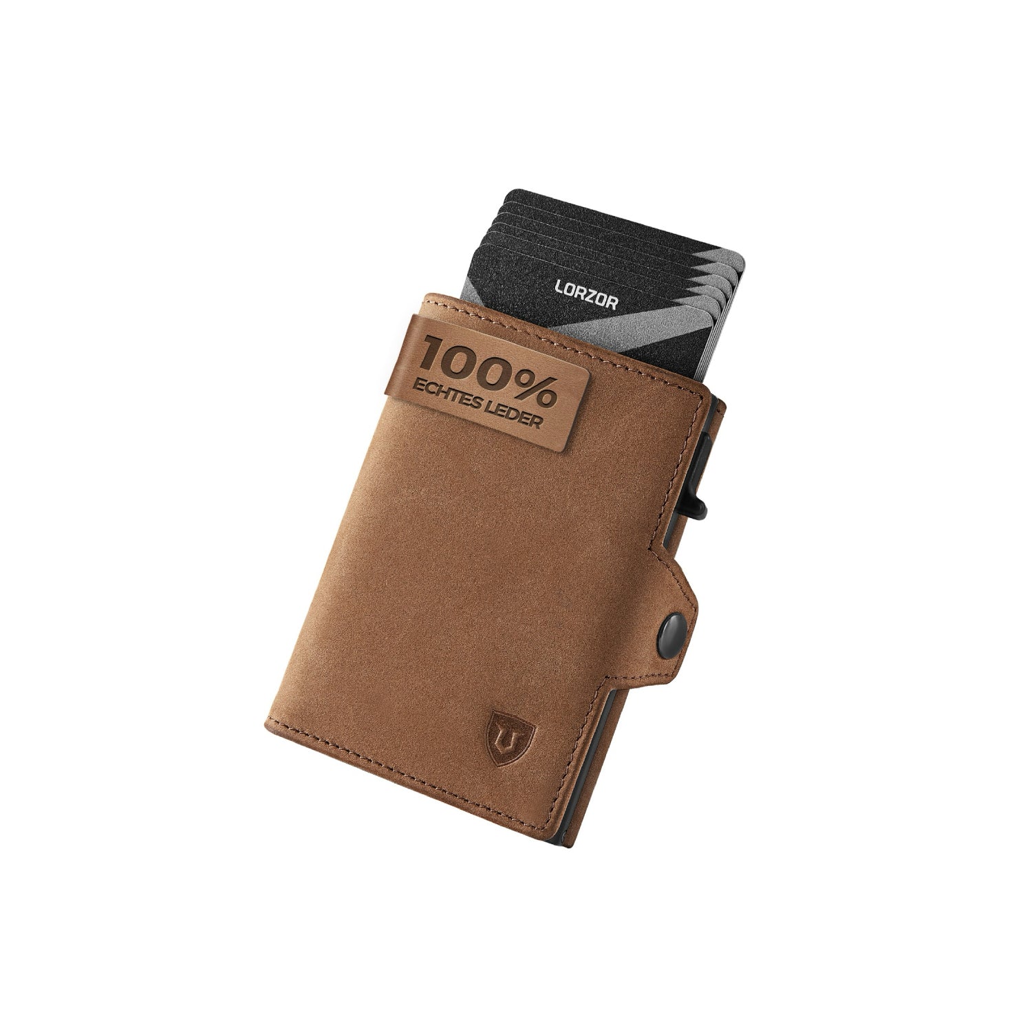 Slim Wallet mit Münzfach Druckknopf &amp; RFID-Schutz I Leder Geldbeutel I Mini Geldbörse Herren I Geldbeutel Klein Portmonee Portemonnaie Klein I Kreditkartenetui Kartenetui Kartenhalter I Braun Vintage 