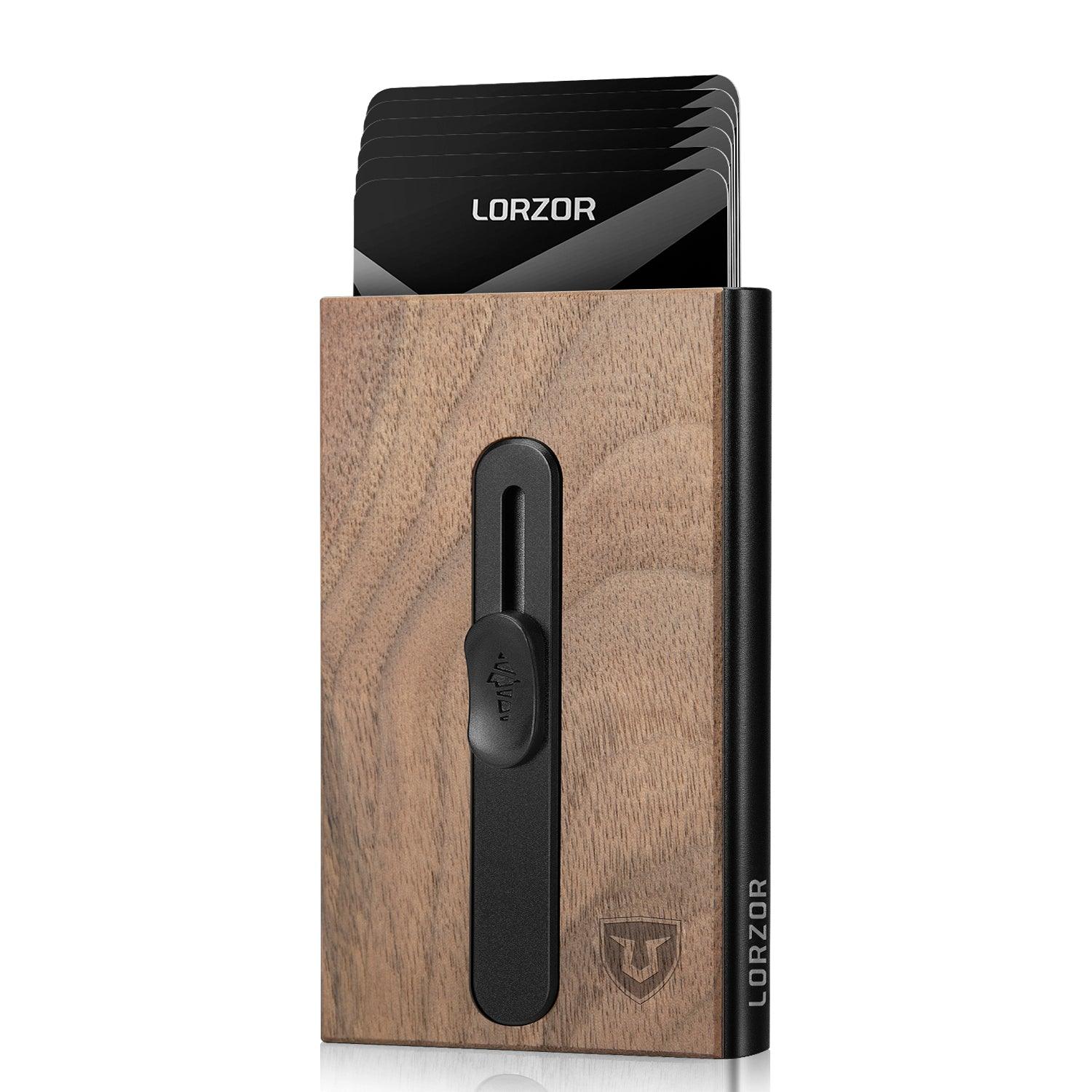 Minimalist Aluminum Pop up Cardholder with Money Clip-wood - LORZOR