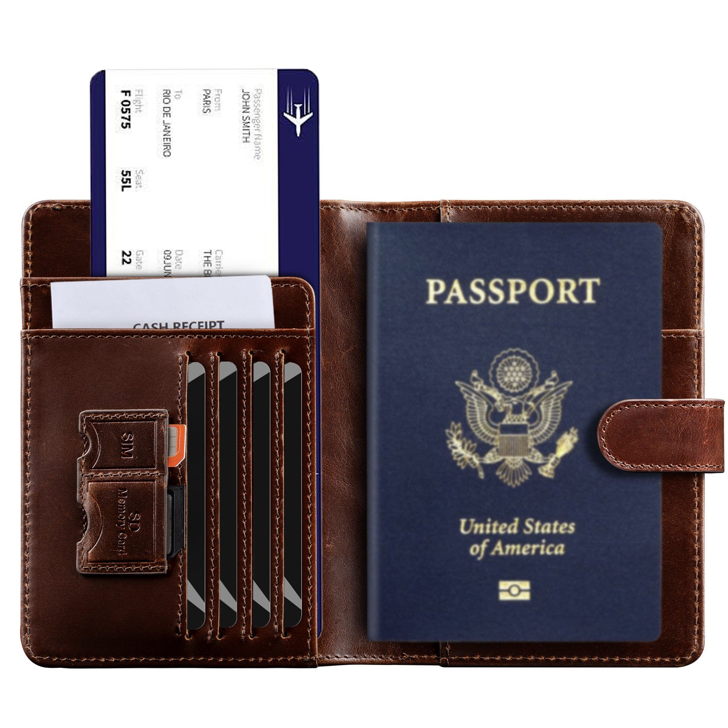 LORZOR Leather Passport Holder-Travel Wallet