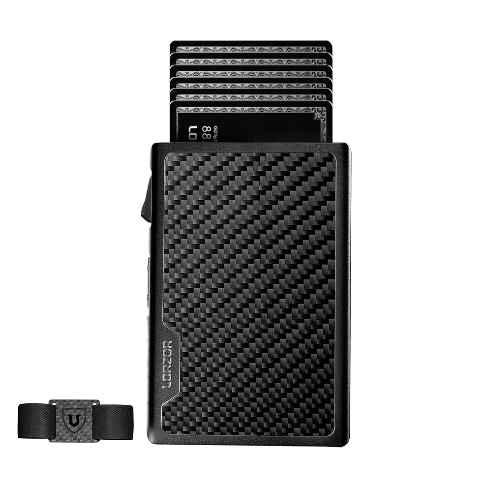 LORZOR Wallet Slim Pop up Wallet Carbon Fiber with Money Clip