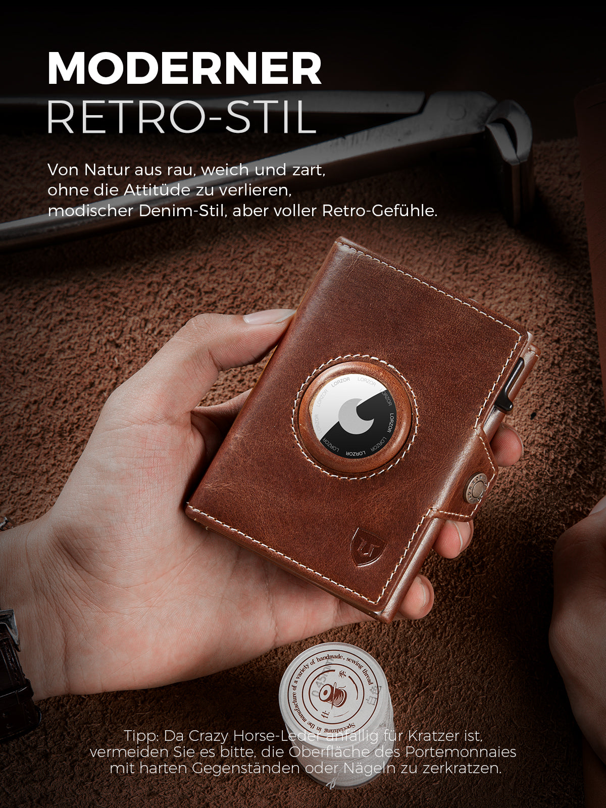 LORZOR AirTag Wallet Leather Wallet with coin Pocket BN2