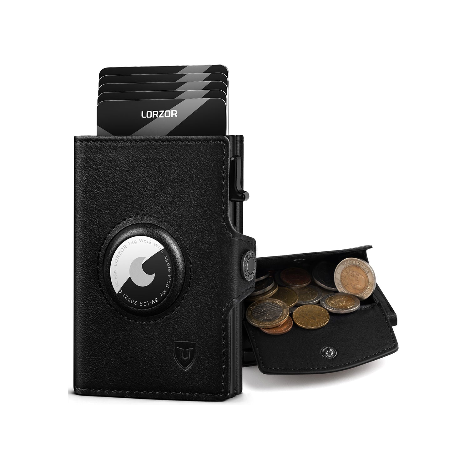 LORZOR AirTag Wallet Leather Wallet with Coin Pocket BN