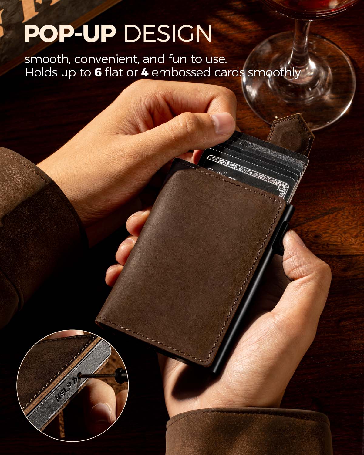 LORZOR Mens Leather Wallet-Minimalist Wallet GM4