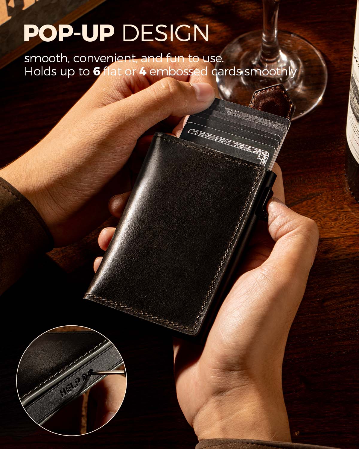 LORZOR Mens Leather Wallet-Minimalist Wallet GM4