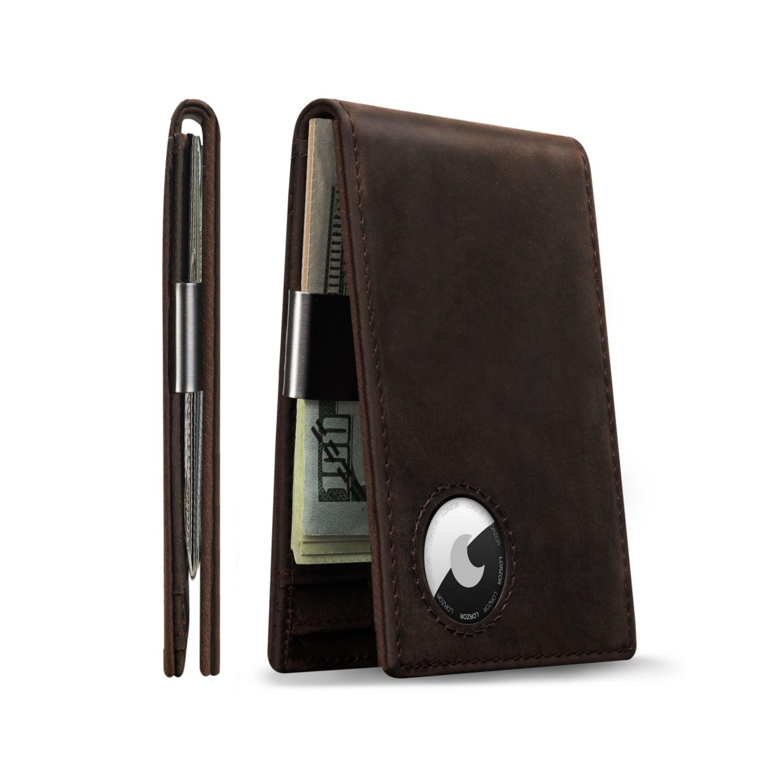 LORZOR schlanke minimalist ische Front tasche Herren Geldbörse mit Geld-Clip für Apple Air Tag