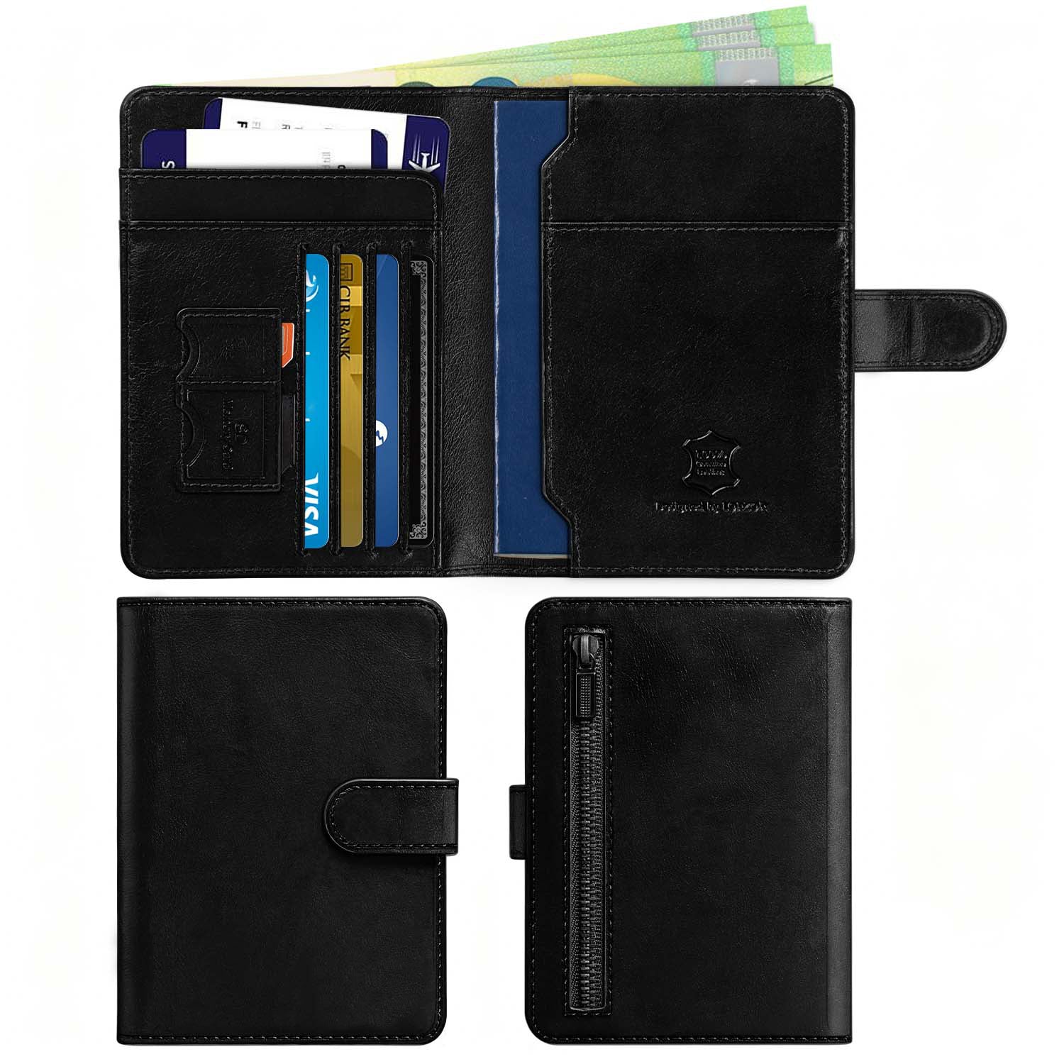 Full Grain Leather Passport Holder Travel Wallet