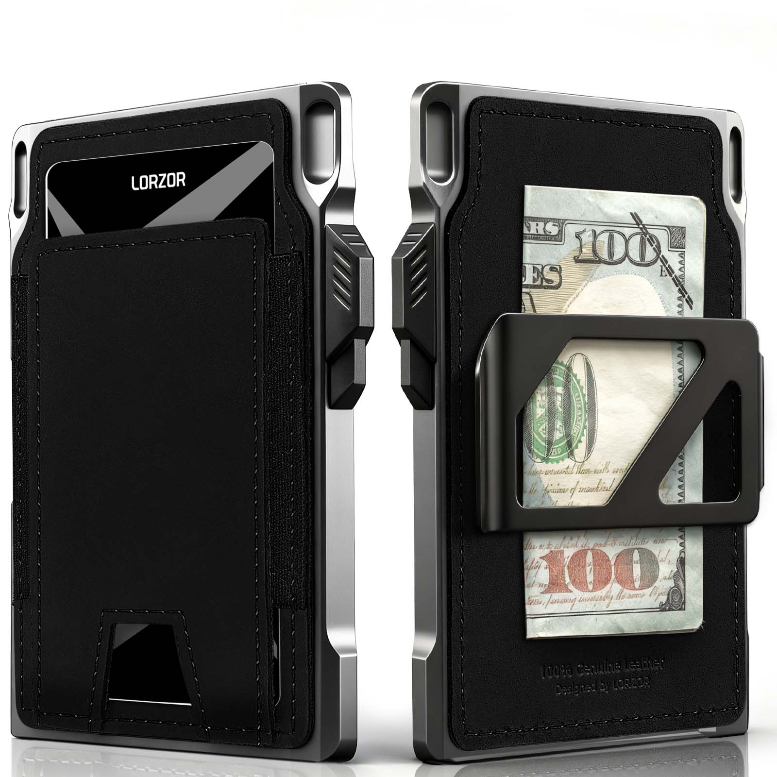 LORZOR Men's Tactical Wallet-Minimalist Full Grain Leather Wallet
