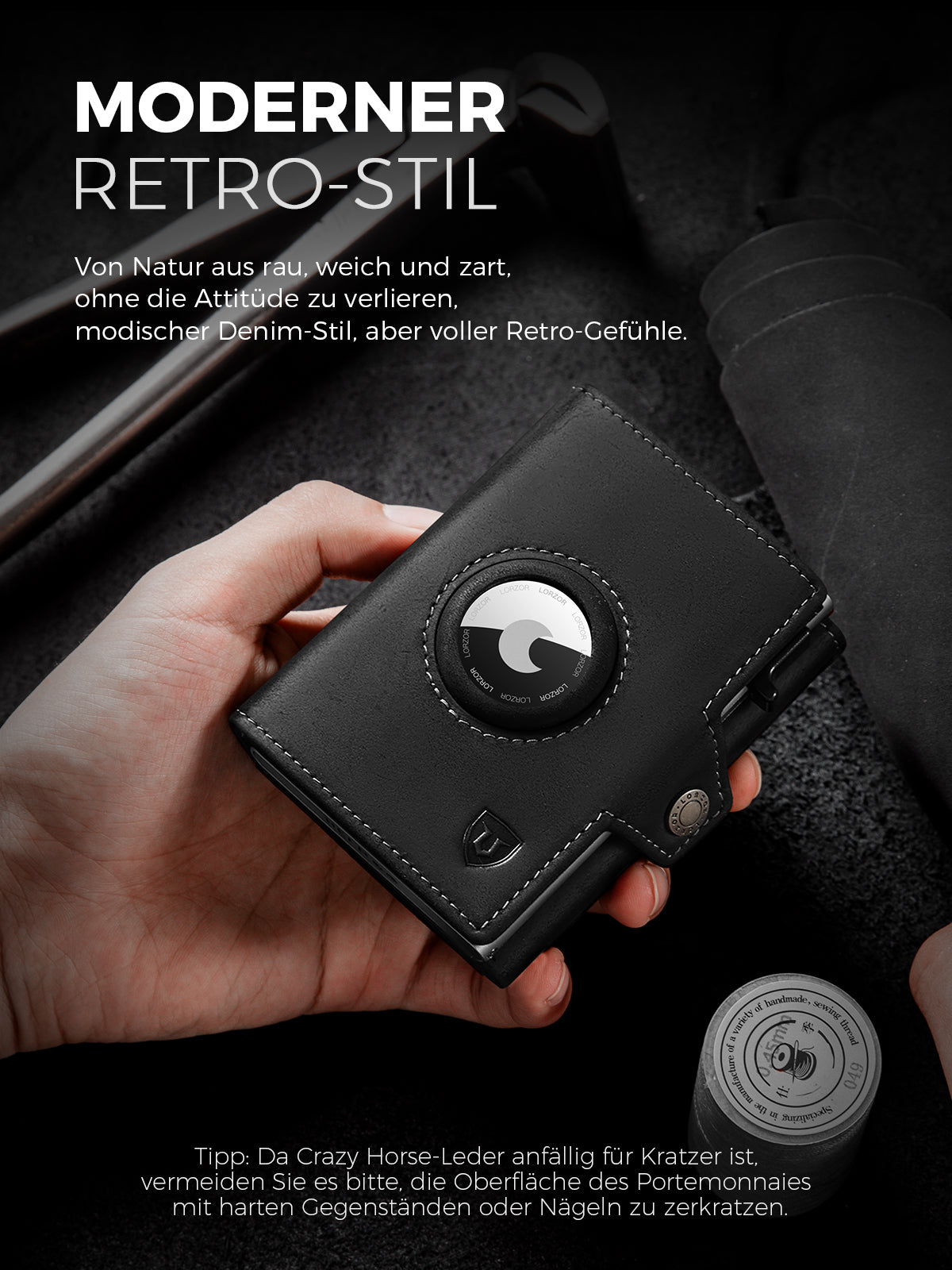 LORZOR AirTag Wallet Leather Wallet with coin Pocket BN2