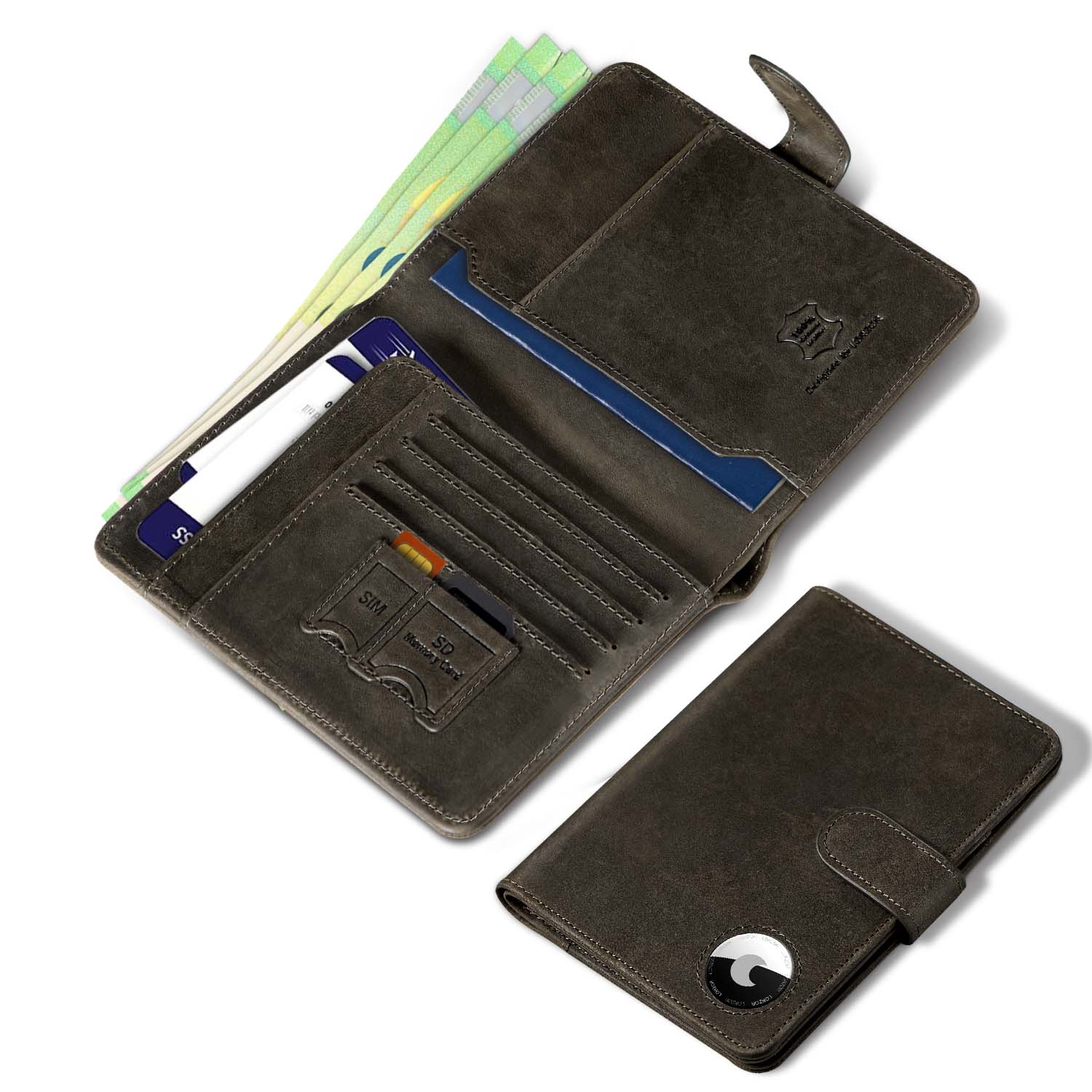 LORZOR Passport Wallet & Tracker Card Set Green