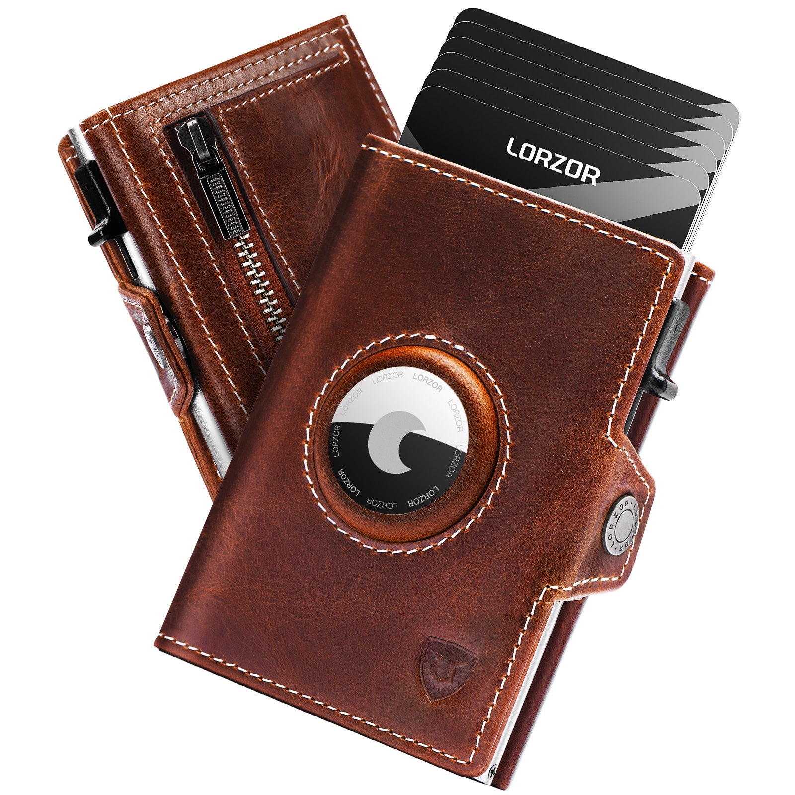 LORZOR AirTag Wallet Leather Wallet with coin Pocket BN2