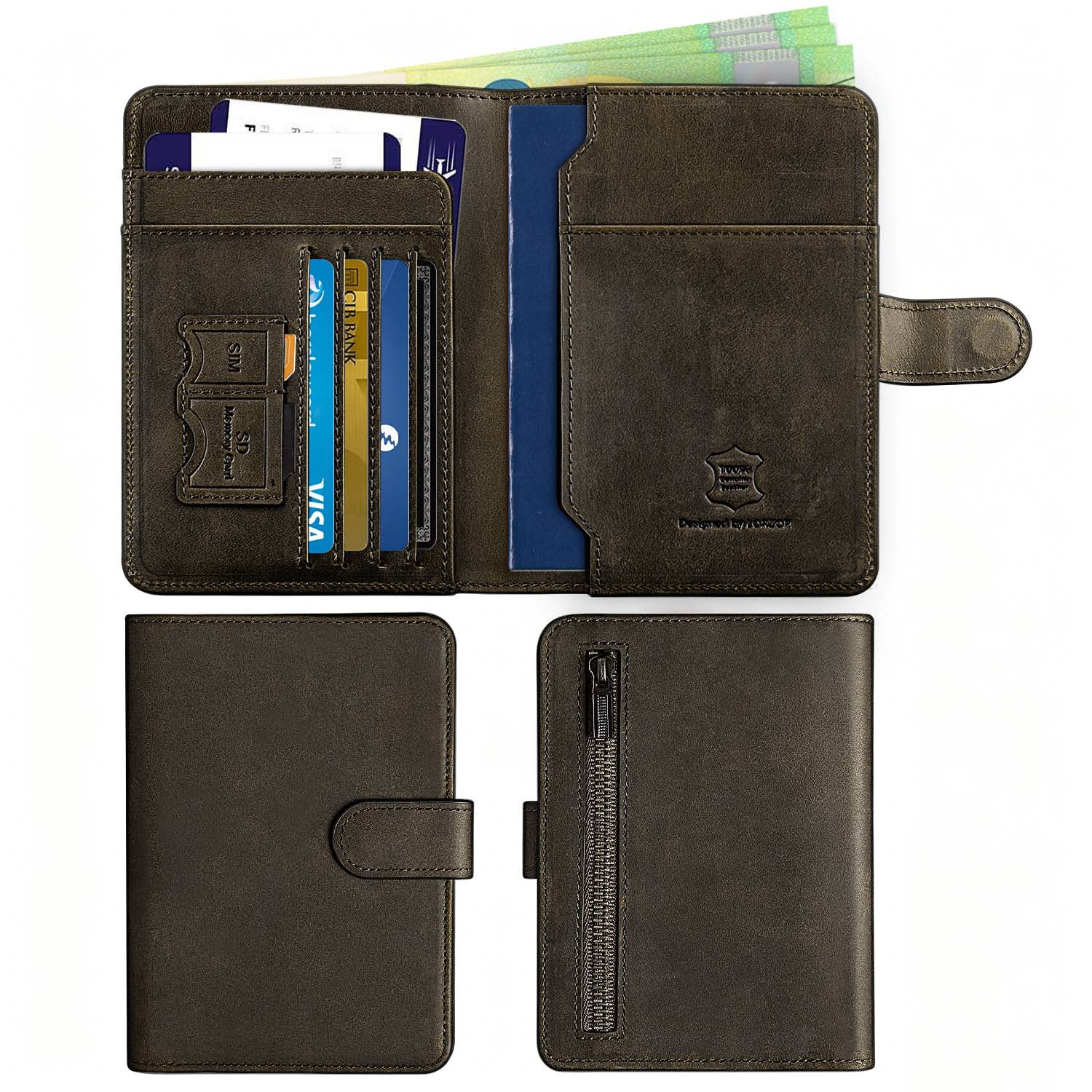 Full Grain Leather Passport Holder Travel Wallet