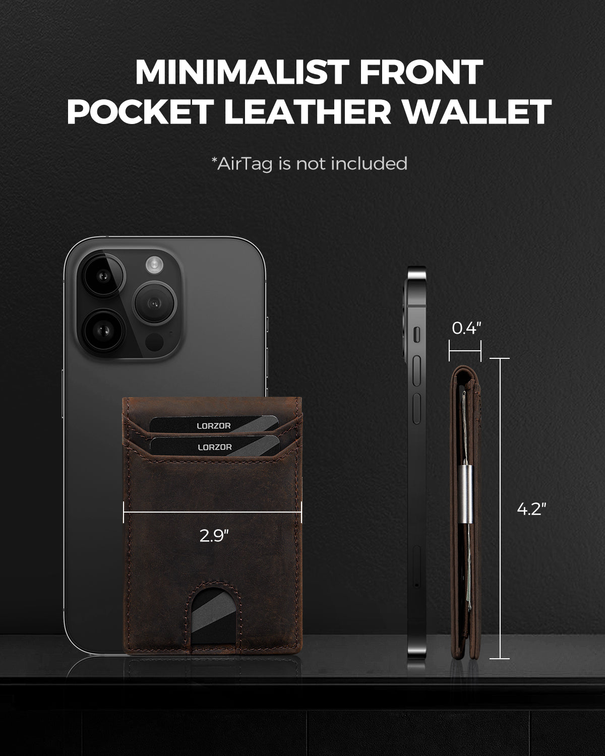 LORZOR schlanke minimalist ische Front tasche Herren Geldbörse mit Geld-Clip für Apple Air Tag
